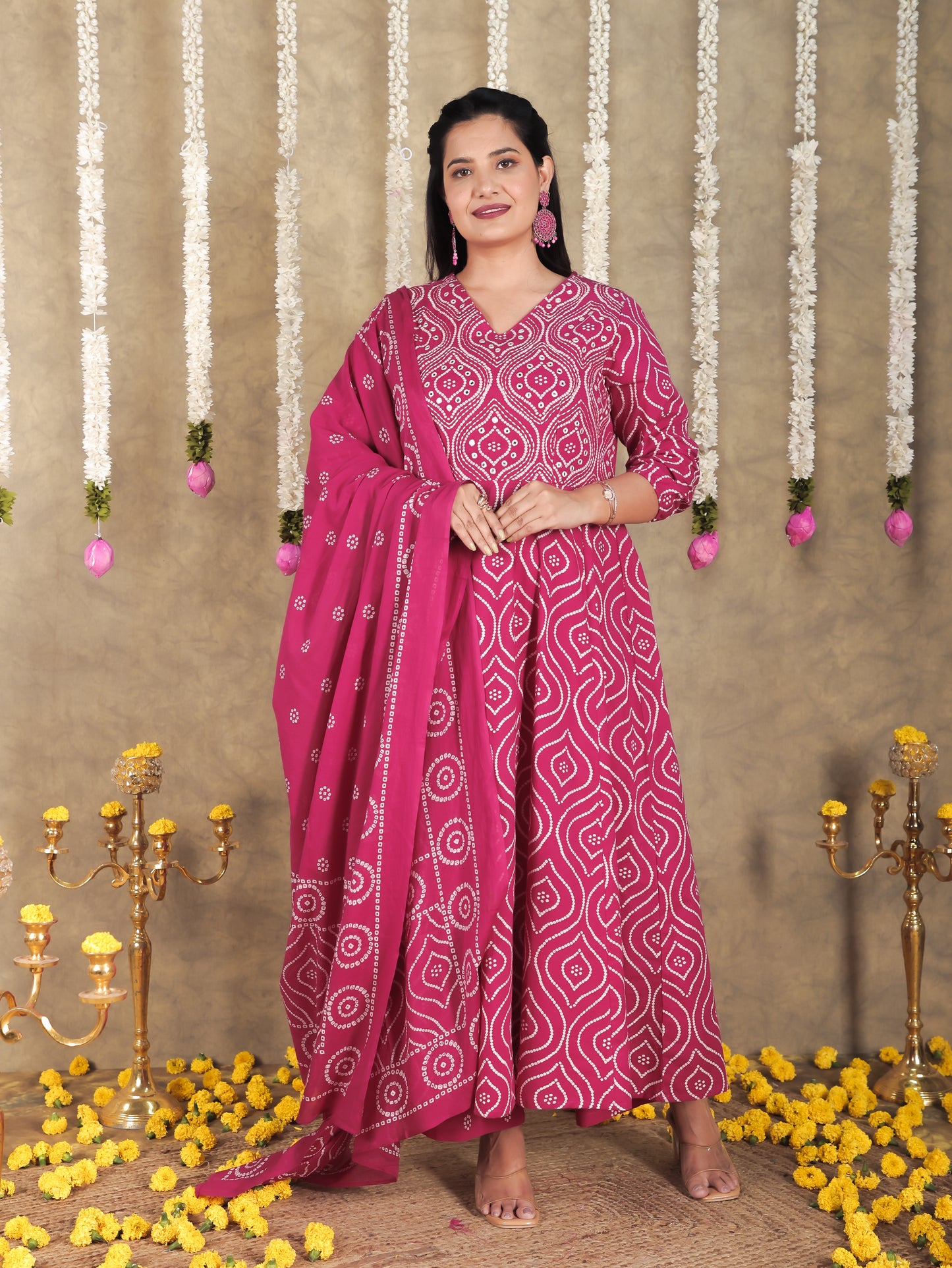 Cotton Voile Bandhani Pink Dupatta
