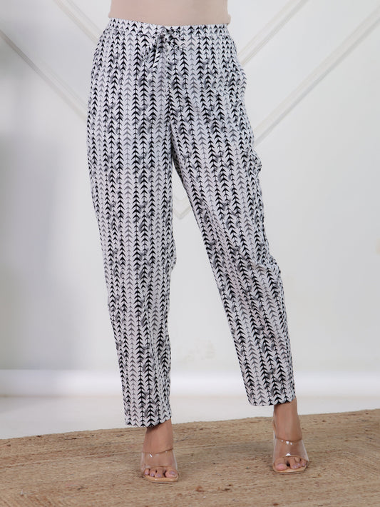 Soft Cotton Striped Black Tapered Trousers