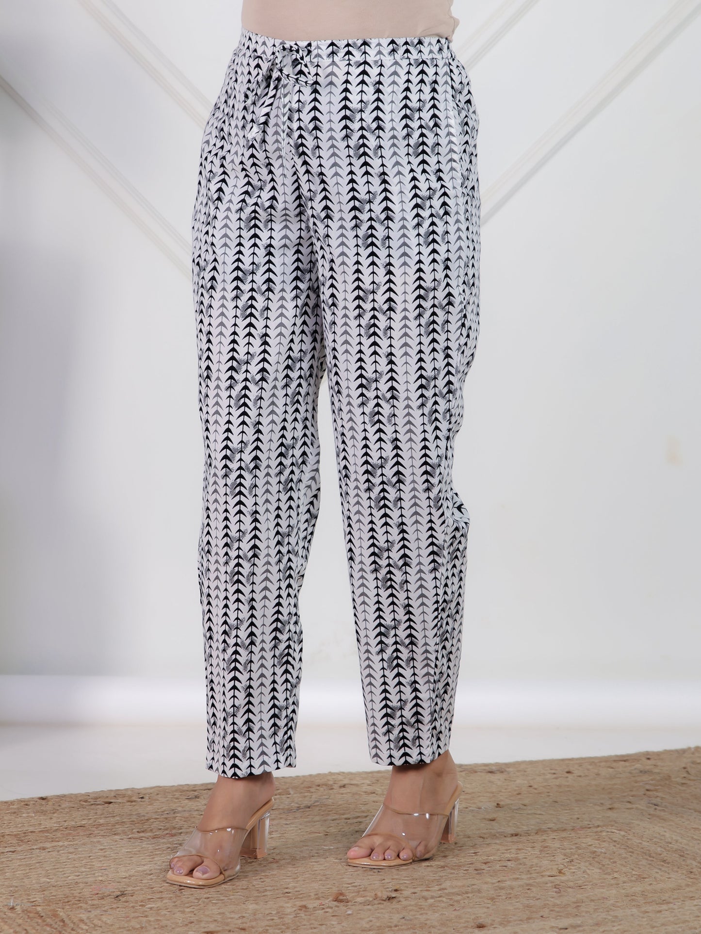 Soft Cotton Striped Black Tapered Trousers