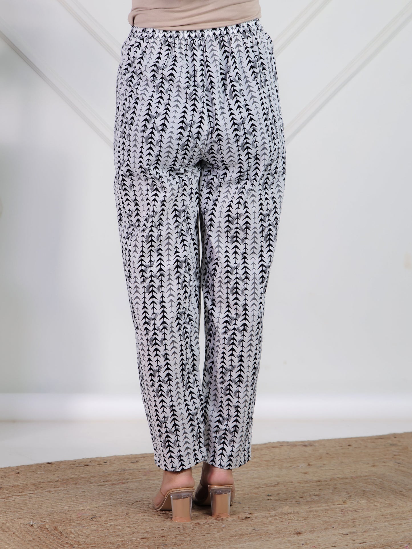 Soft Cotton Striped Black Tapered Trousers