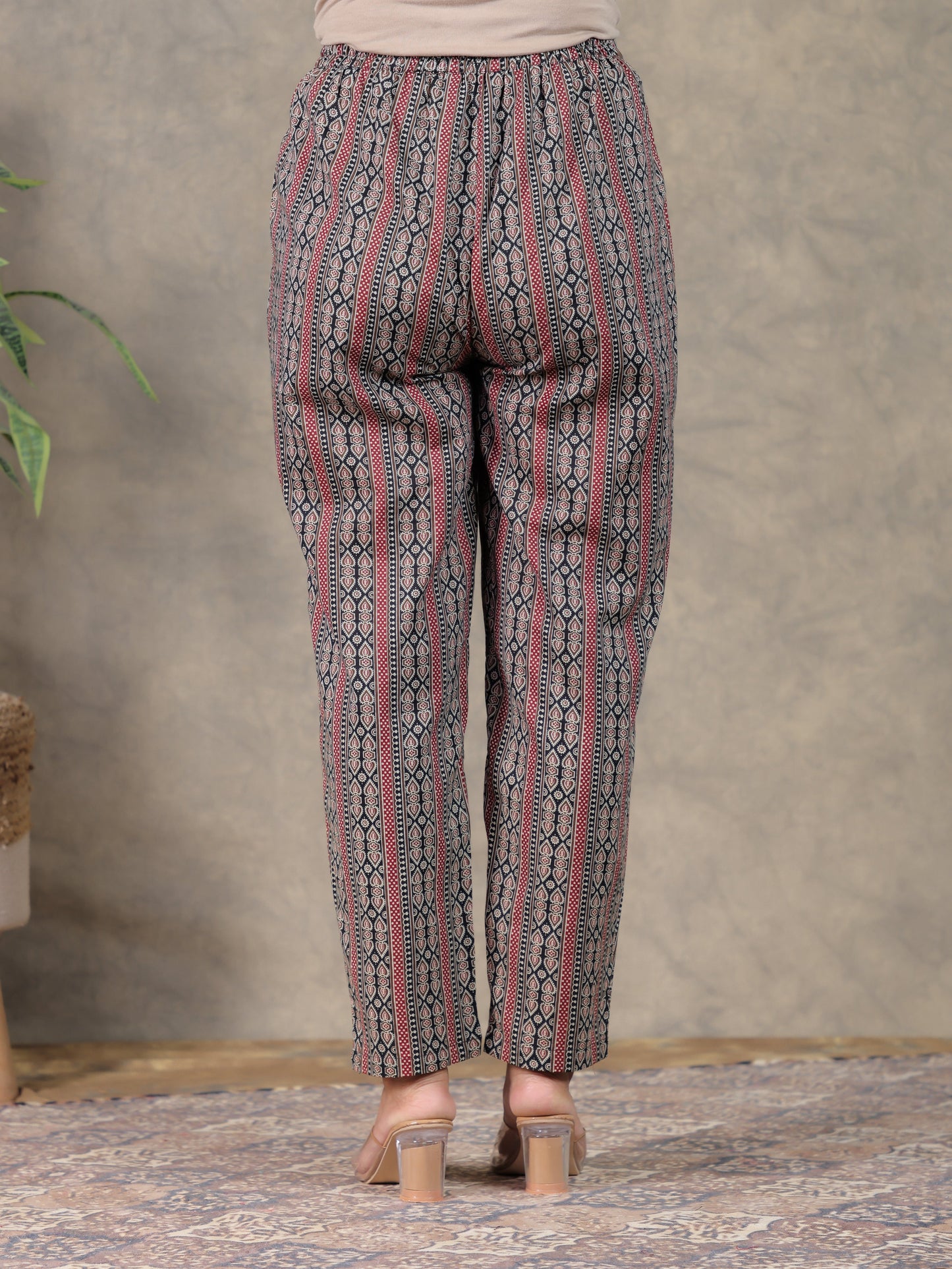 Soft Cotton Ajrakh Black Tapered Trousers