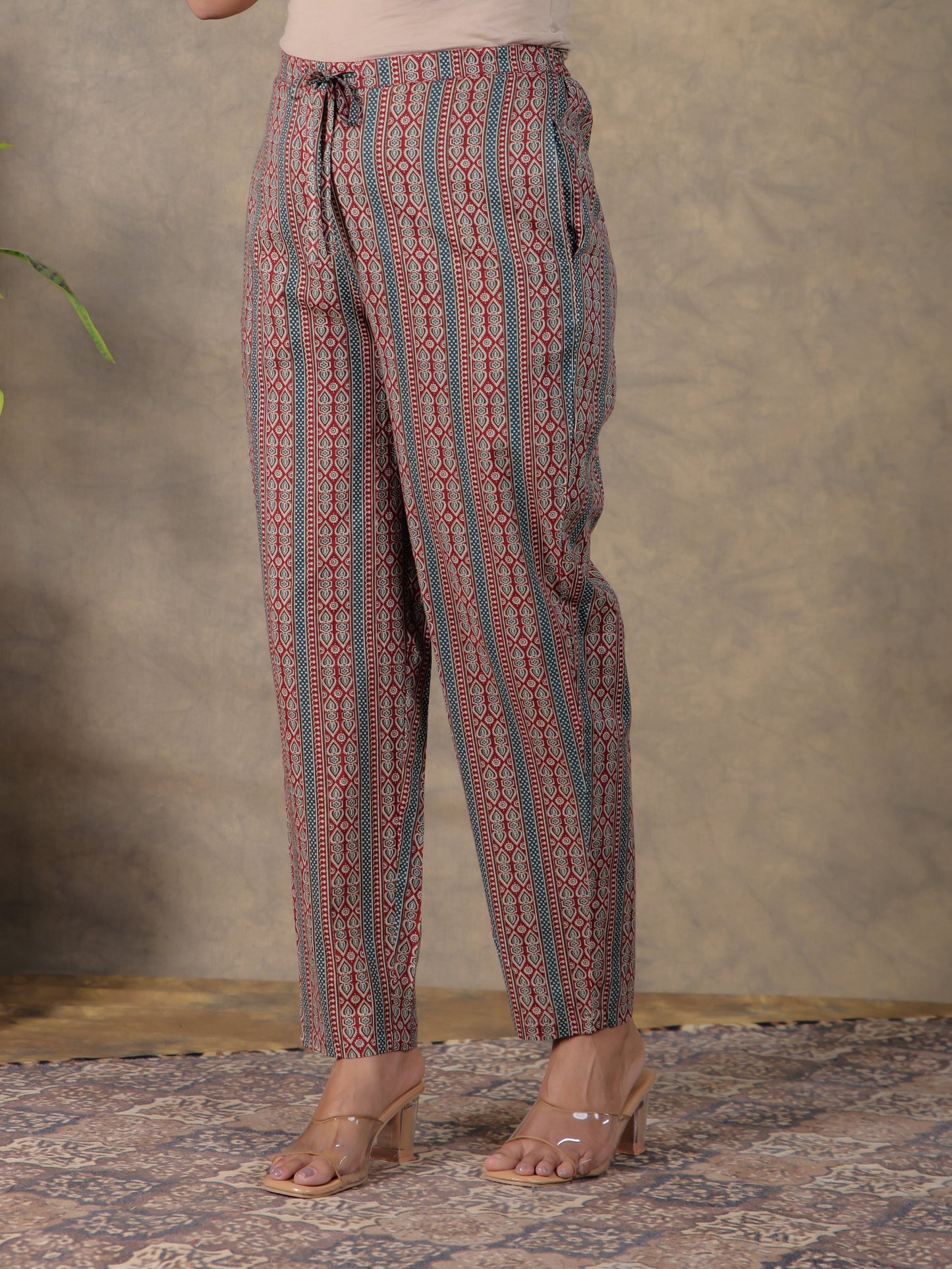 Soft Cotton Ajrakh Angrakha Red Kurta