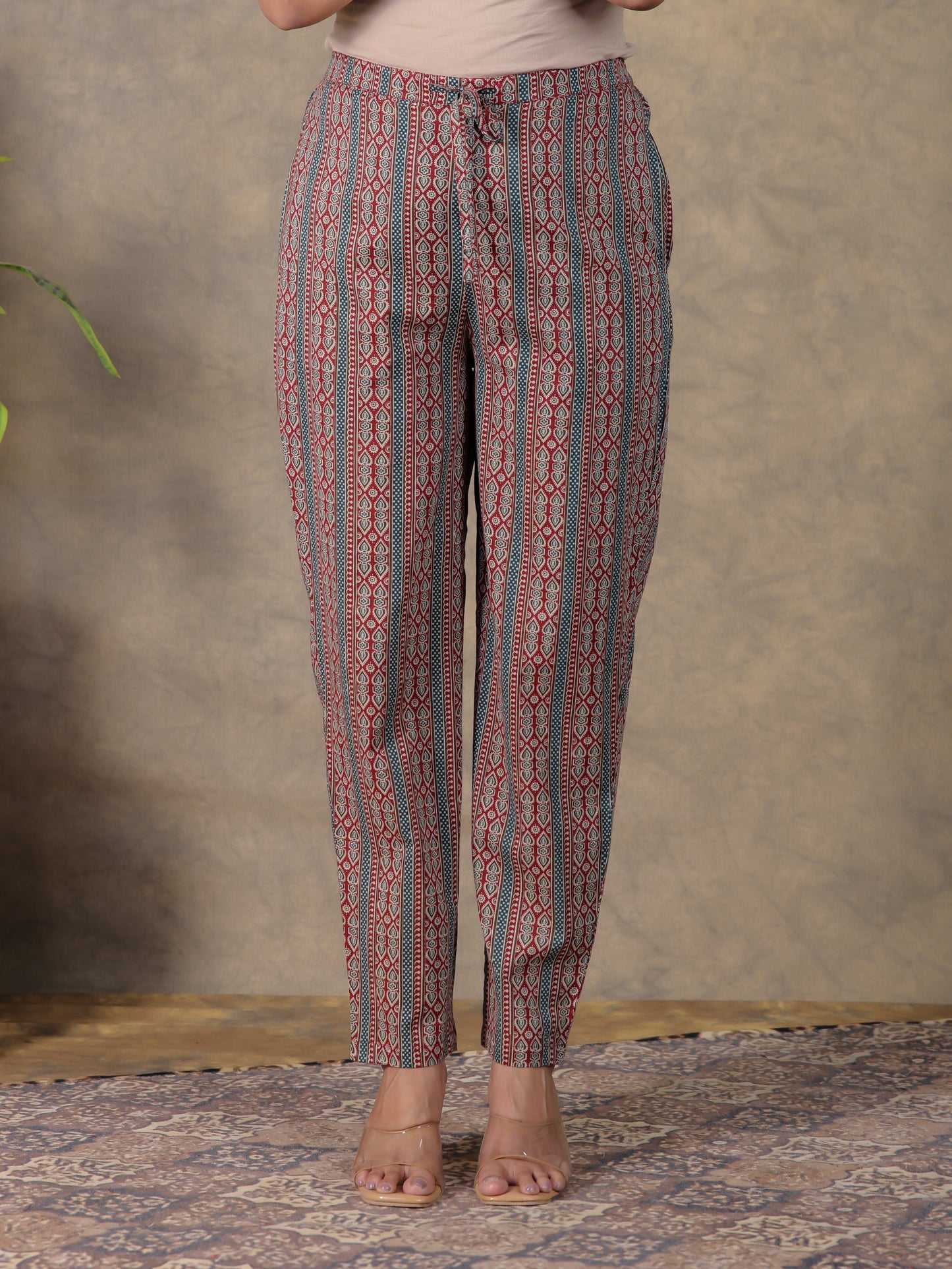 Soft Cotton Ajrakh Angrakha Red Kurta