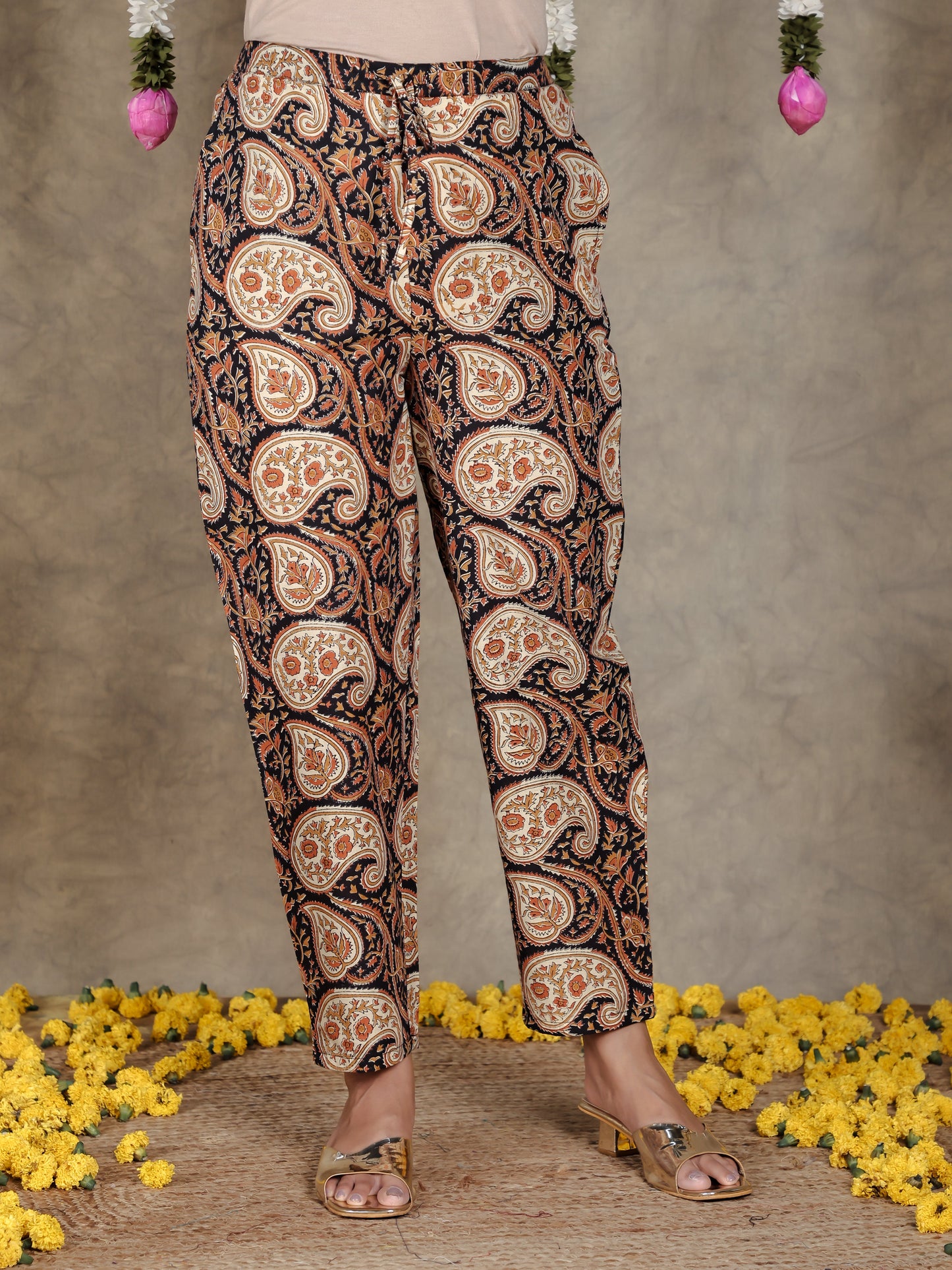 Soft Cotton Butti Black Tapered Trousers