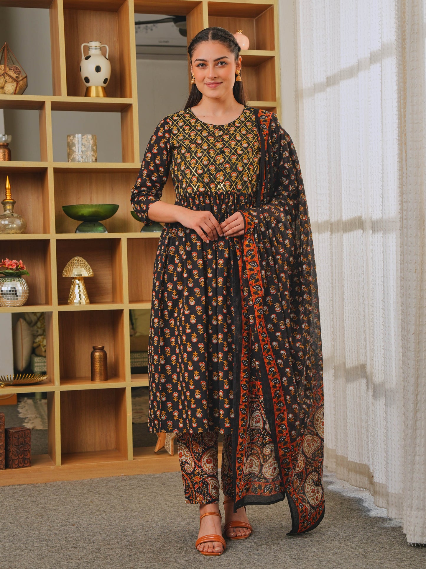 Cotton Voile Butti Black Dupatta