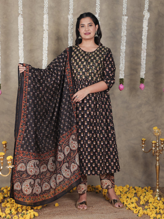 Cotton Voile Butti Black Dupatta