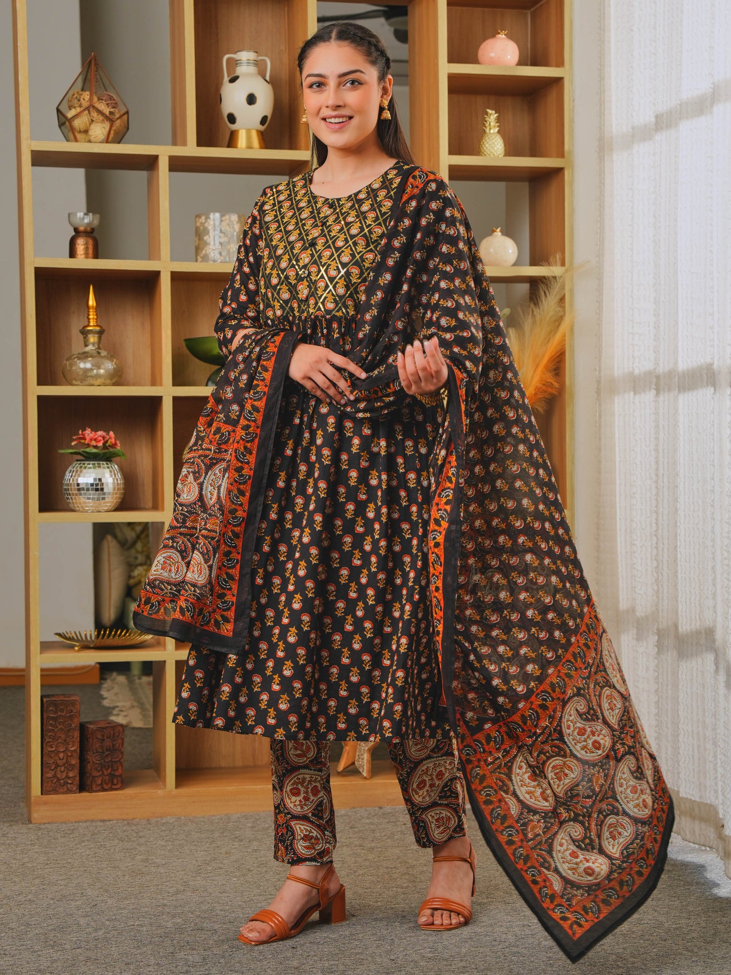 Cotton Voile Butti Black Dupatta