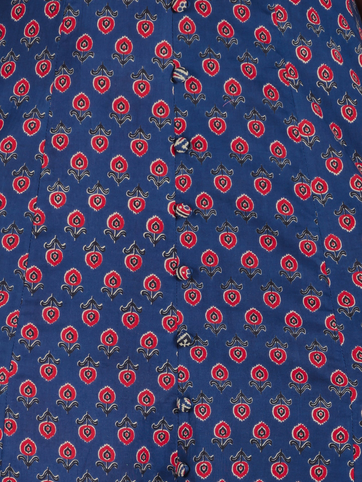 Soft Cotton Ajrakh High Low Blue Kurta