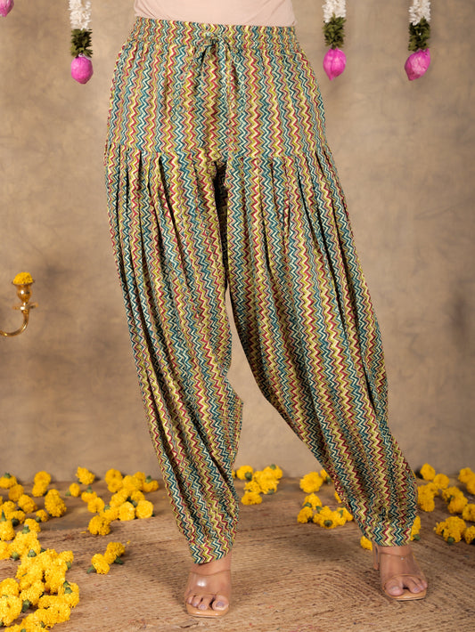 Soft Cotton Striped Green Salwar