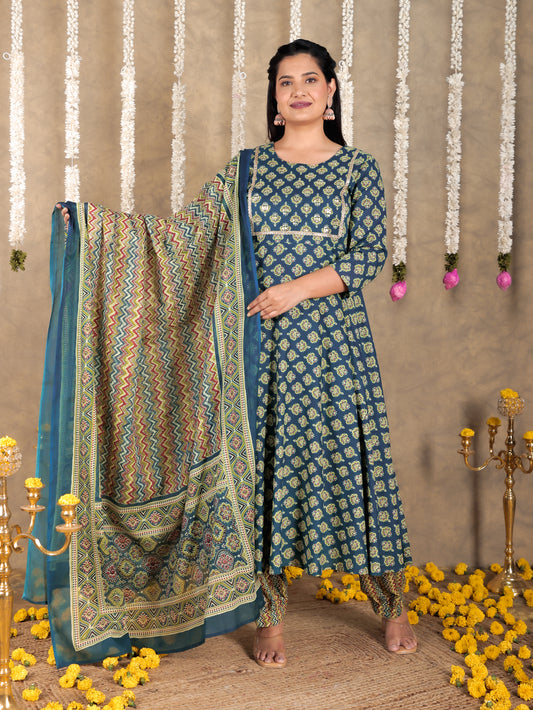 Cotton Voile Butti Green Dupatta