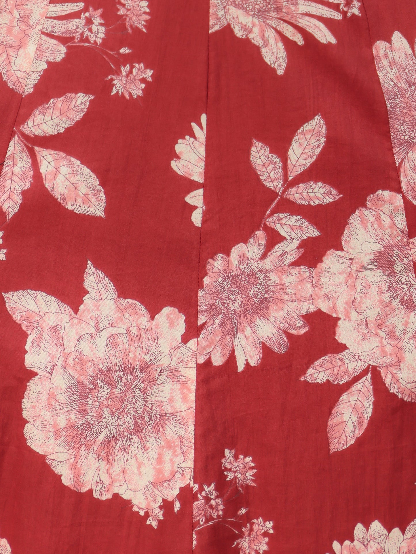 Embroidered Soft Cotton Floral Flared Maroon Kurta