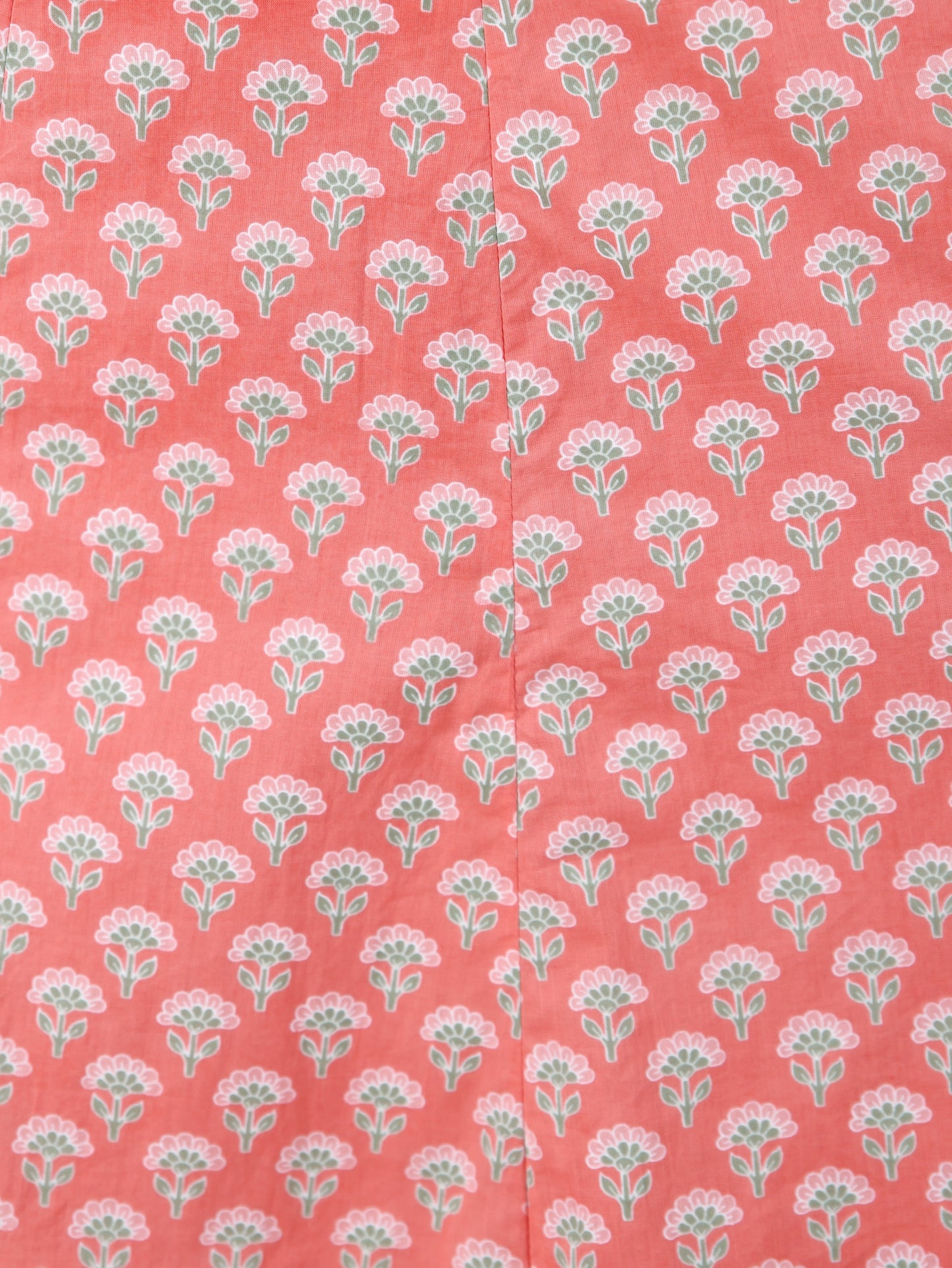 Soft Cotton Floral Flared Peach Kurta