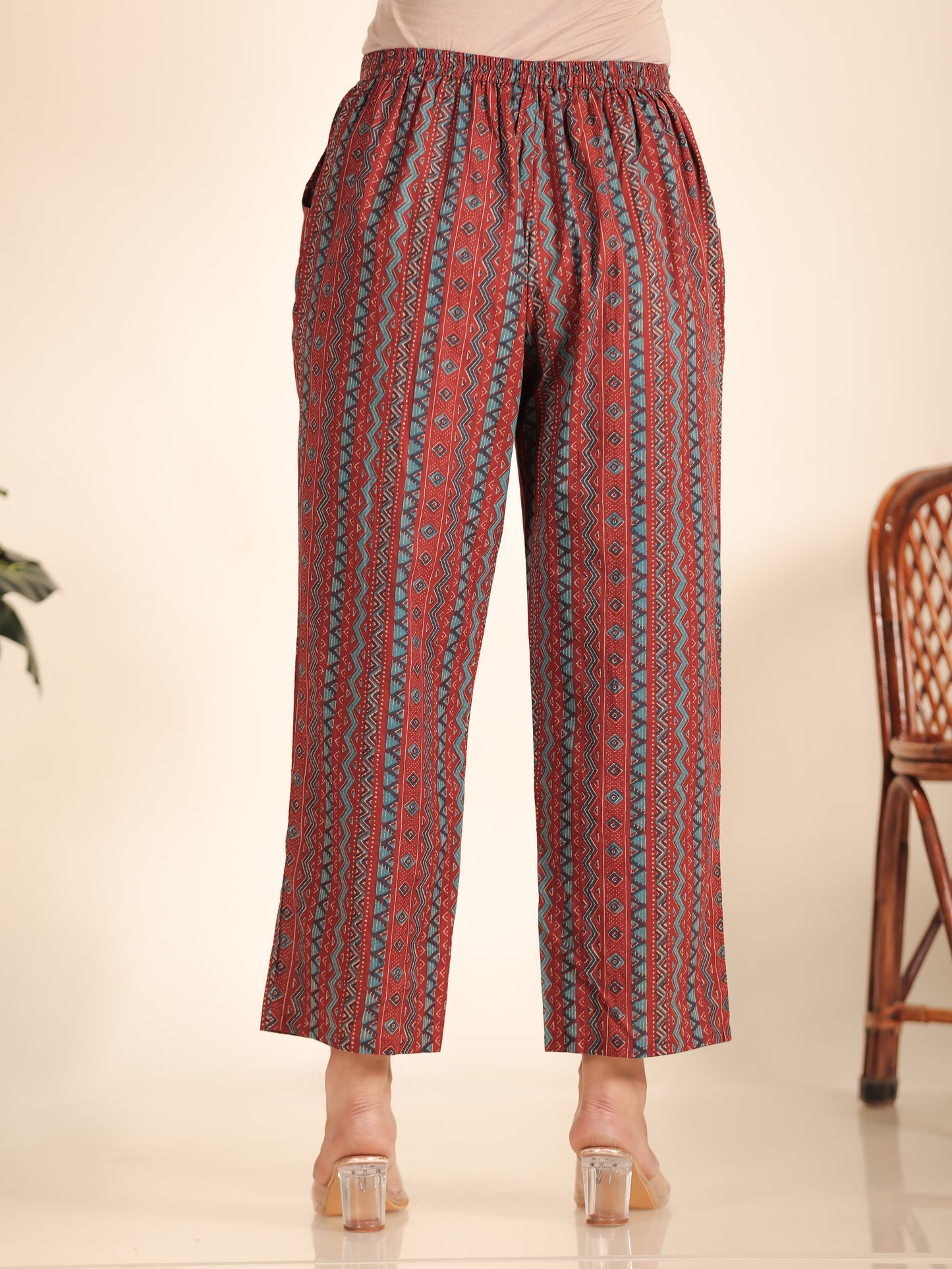 Soft Cotton Cheveron Maroon Pant