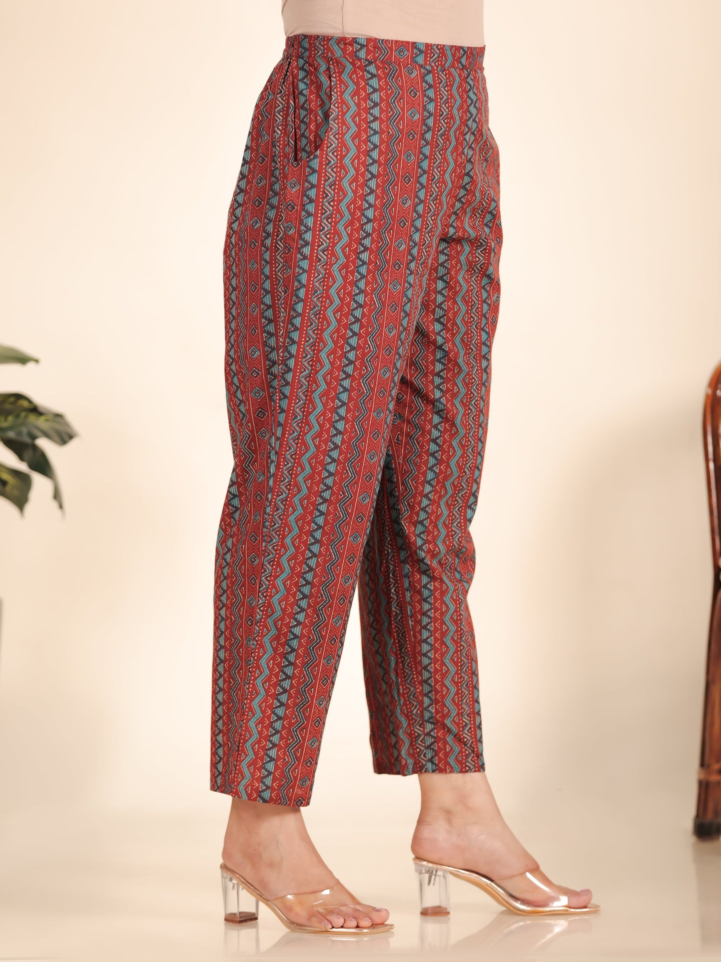 Soft Cotton Floral Straight Maroon Kurta