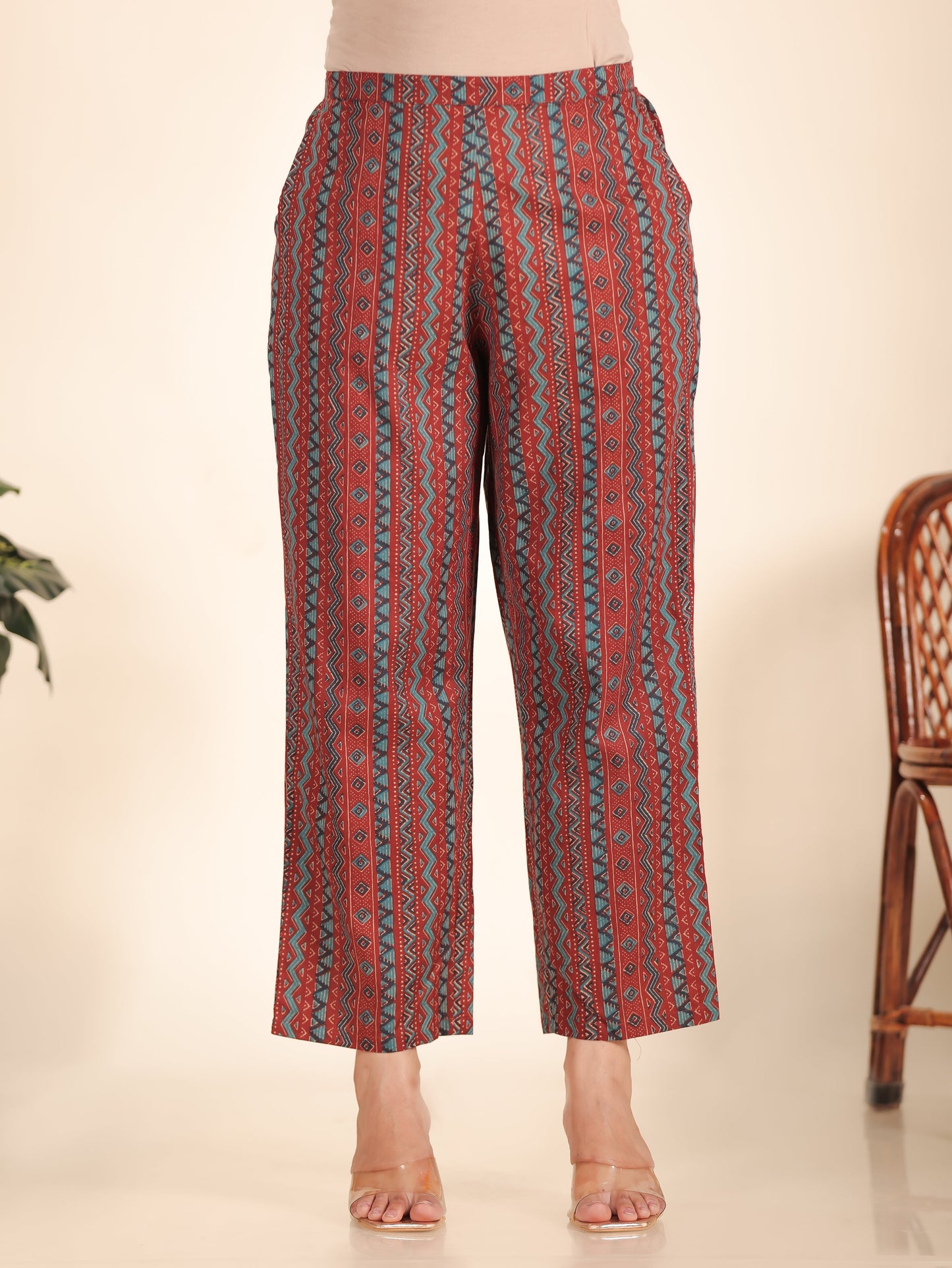 Soft Cotton Floral Straight Maroon Kurta