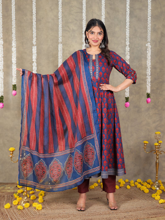 Cotton Voile Stripe Red Dupatta