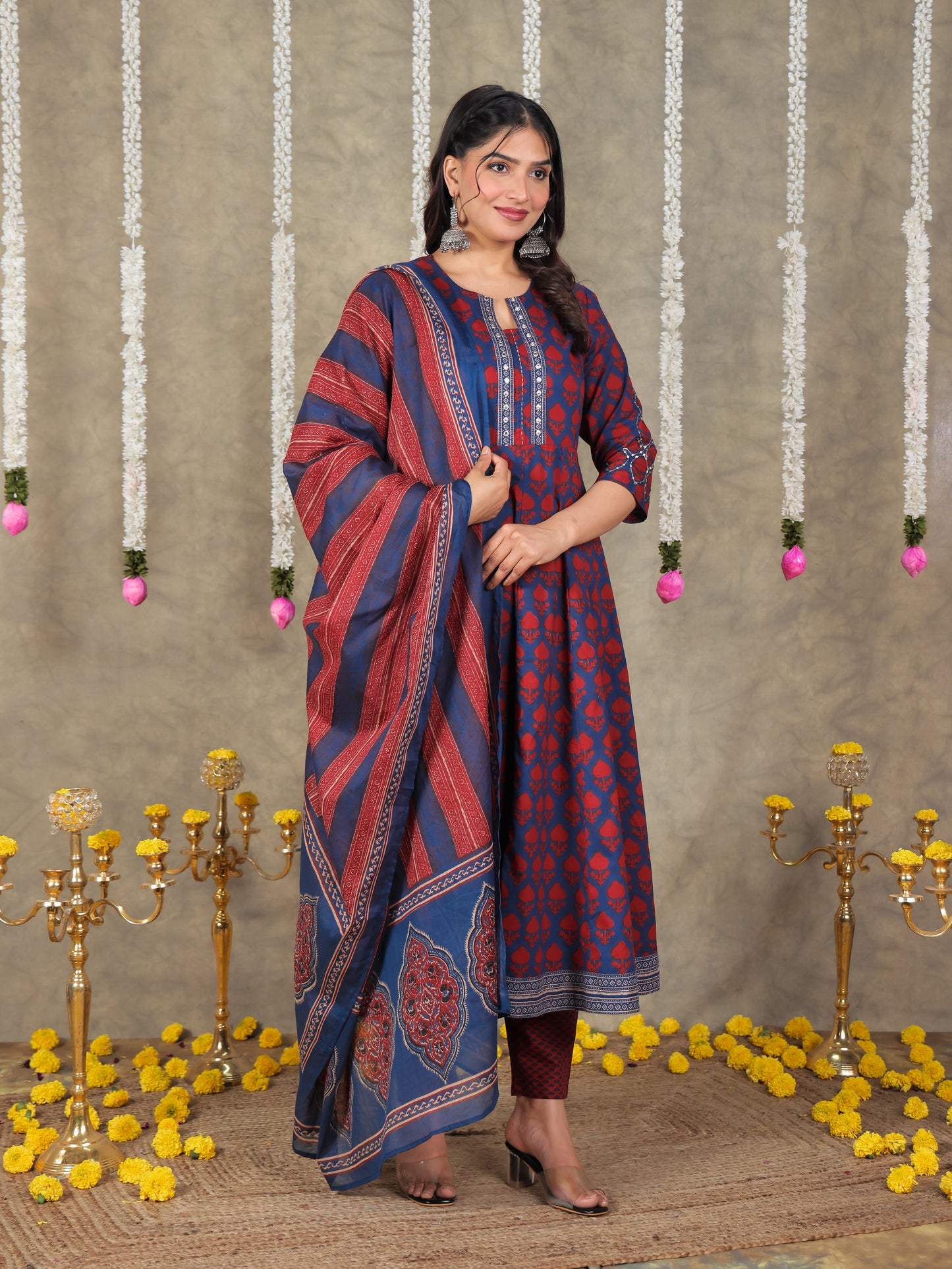 Cotton Voile Stripe Red Dupatta