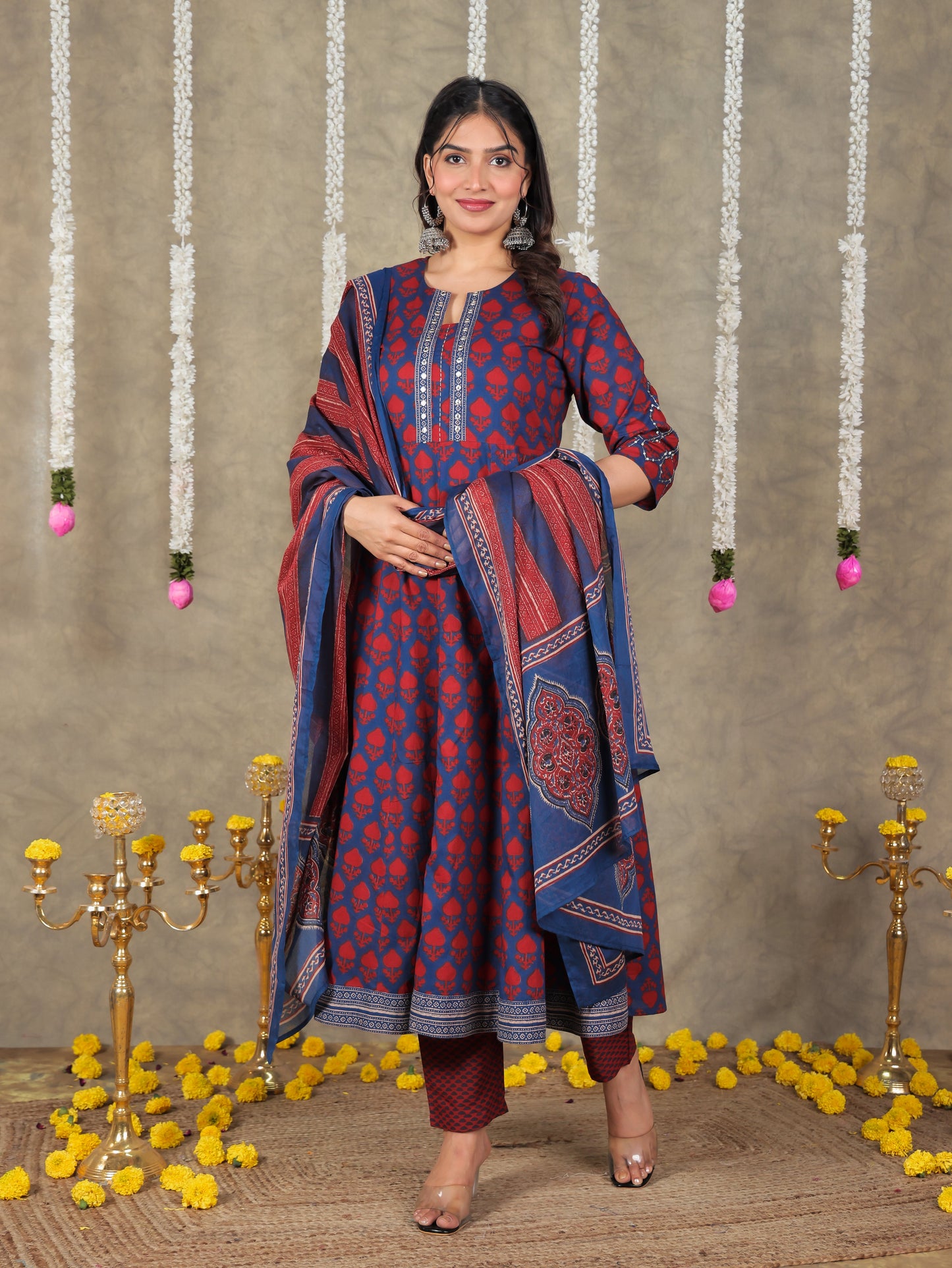 Cotton Voile Stripe Red Dupatta