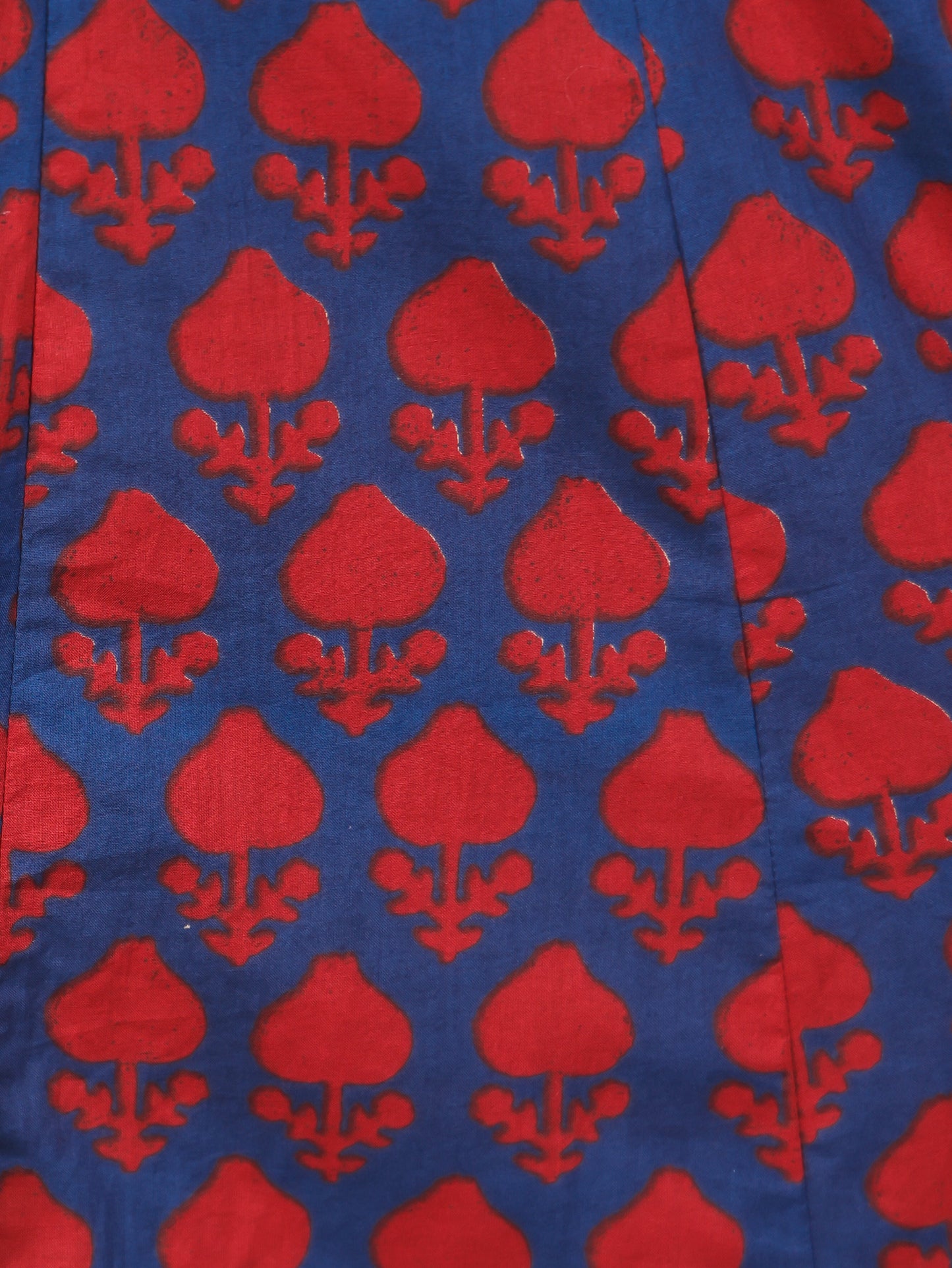 Embroidered Soft Cotton Block Print Flared Navy Blue Kurta