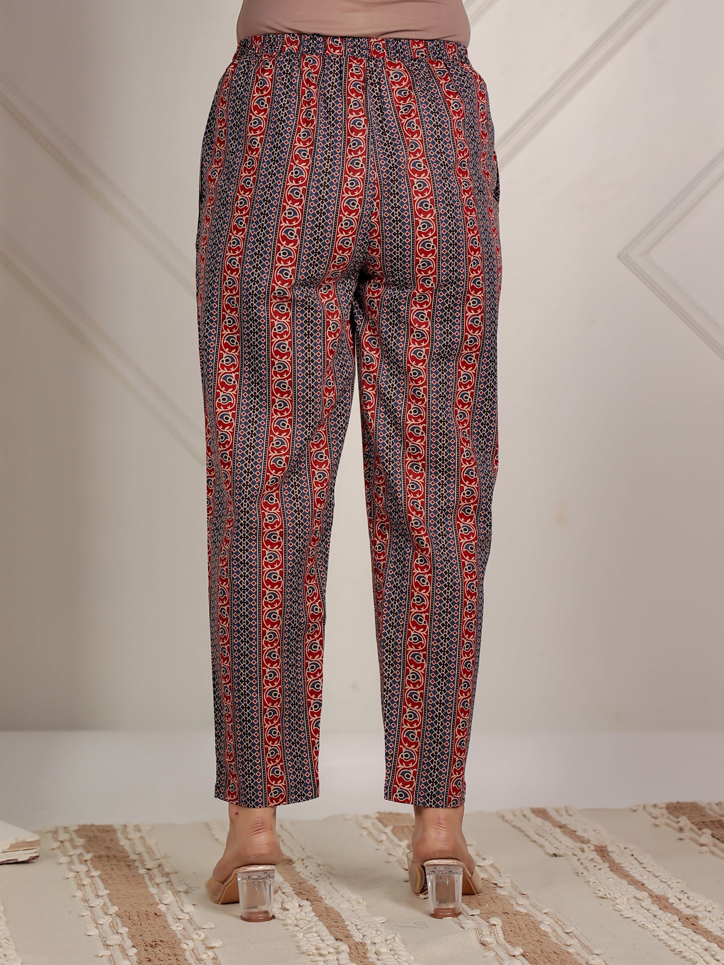 Soft Cotton Ajrakh Blue Tapered Trousers