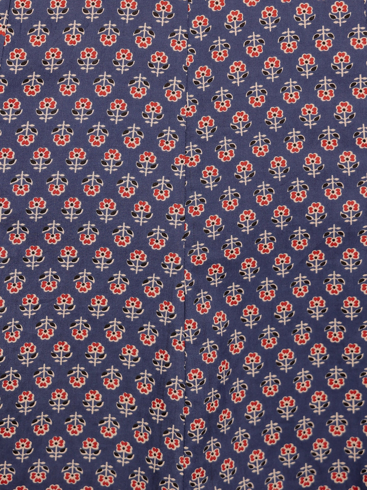 Embroidered Soft Cotton Ajrakh Anarkali Blue Kurta