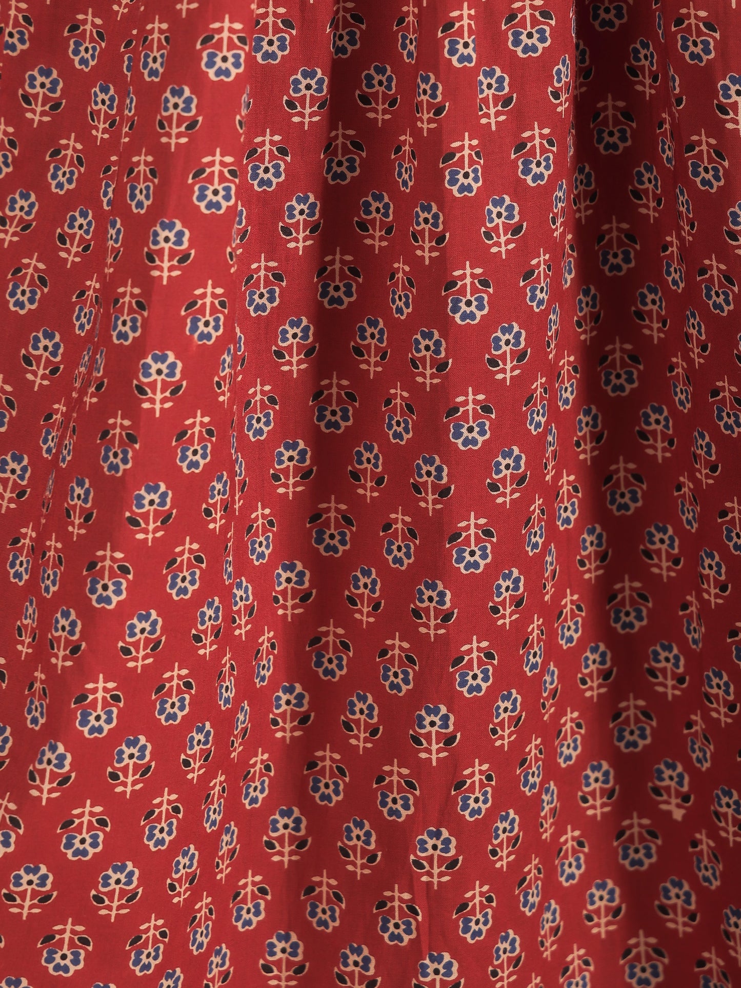 Soft Cotton Ajrakh A-line Red Kurta