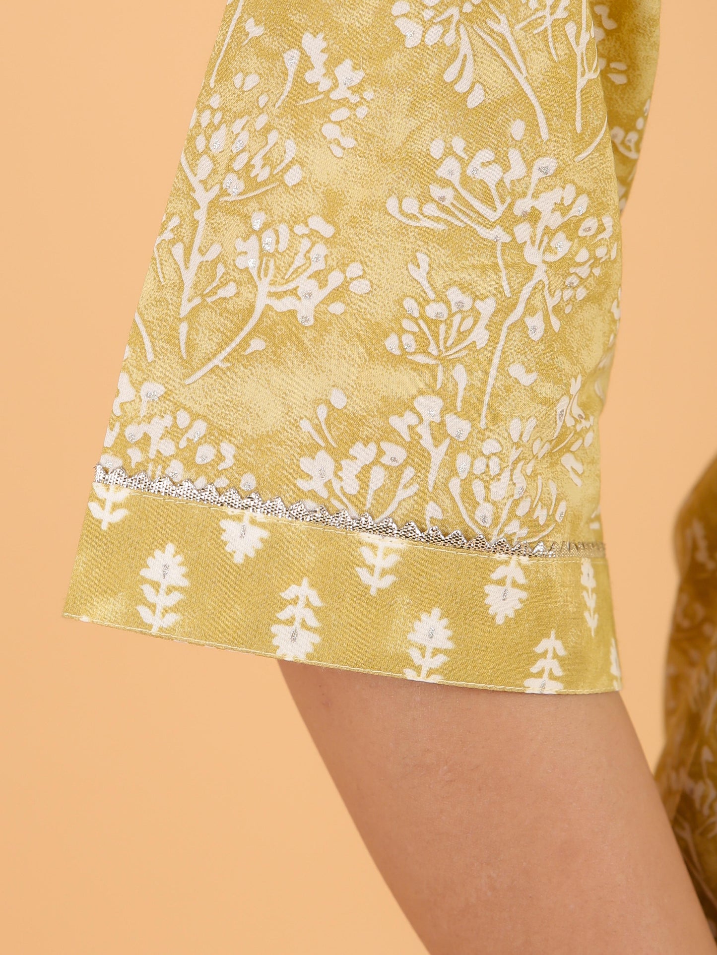 Soft Cotton Floral Straight Yellow Kurta