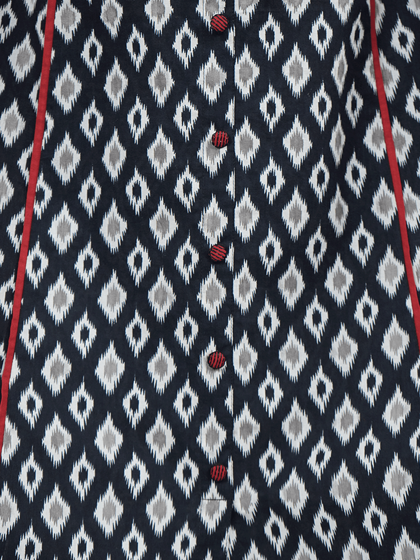 Soft Cotton Ikat A-line Black Kurta