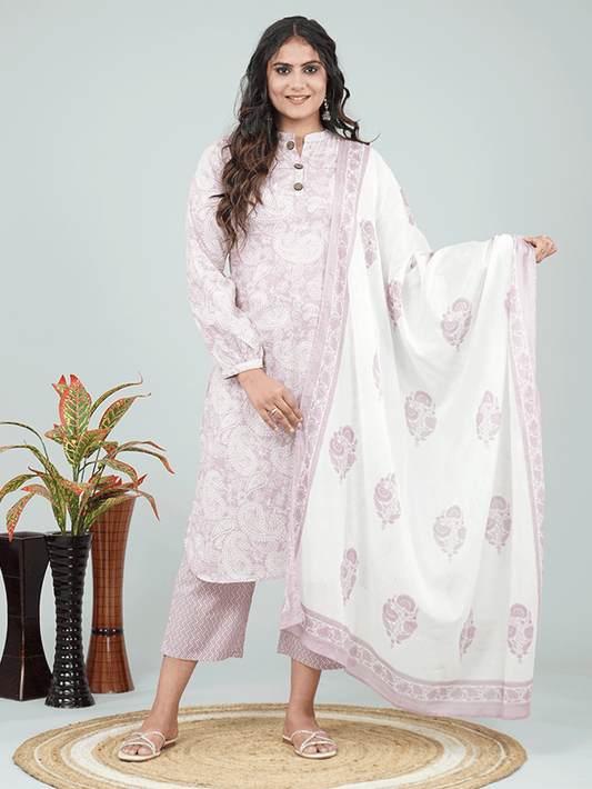 Cotton Voile Striped Purple Dupatta