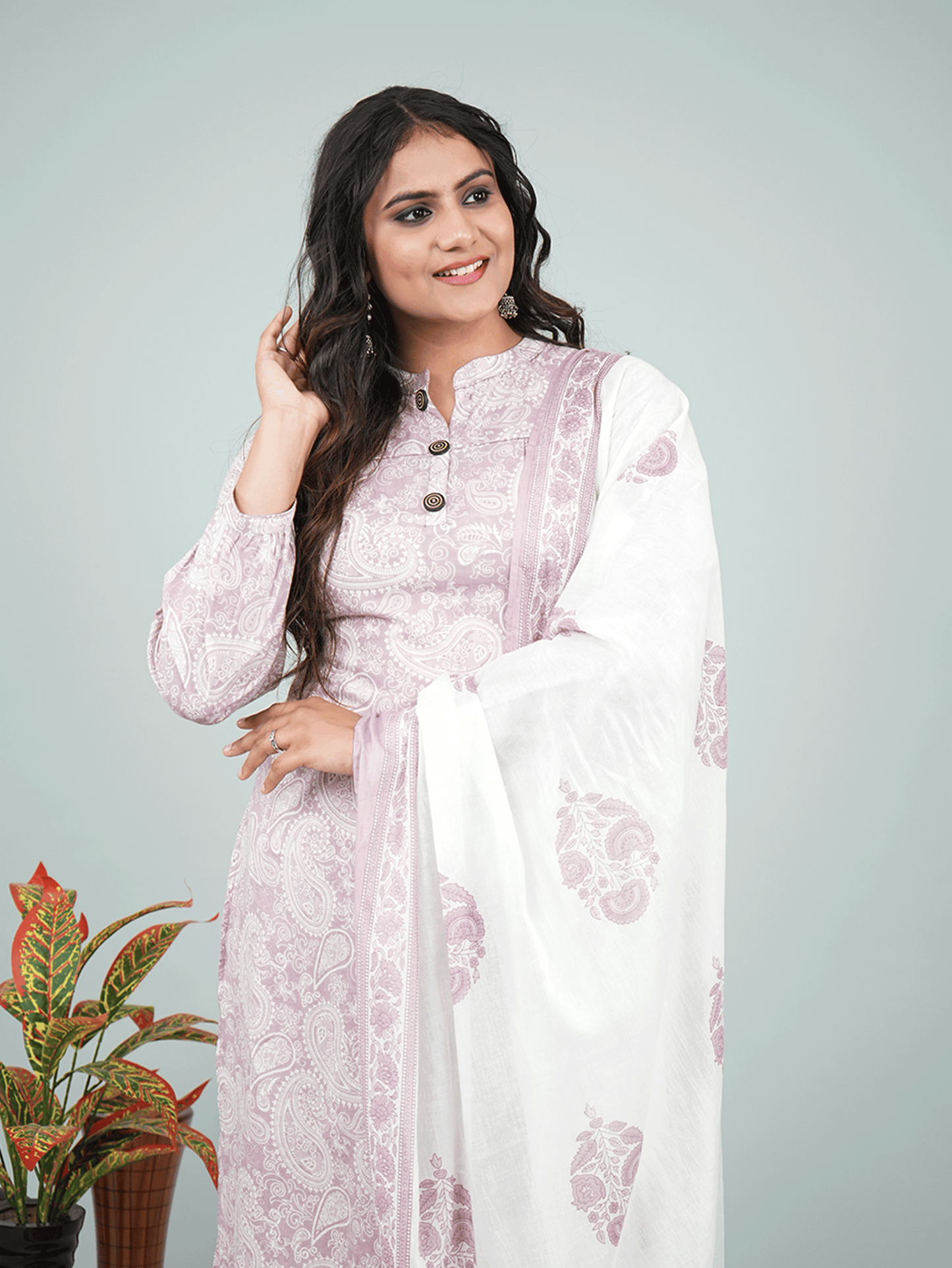 Cotton Voile Striped Purple Dupatta