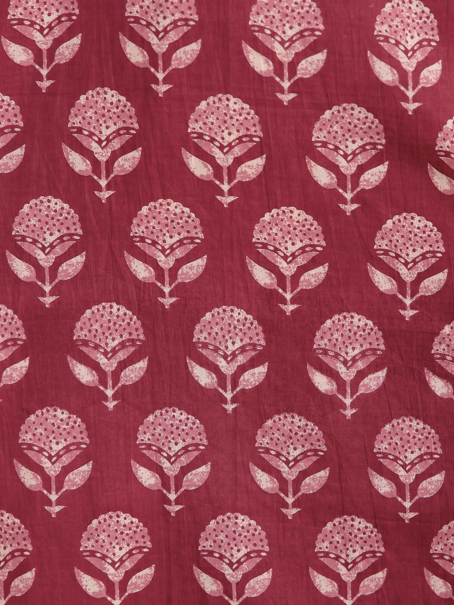 Soft Cotton Block Print Straight Red Kurta