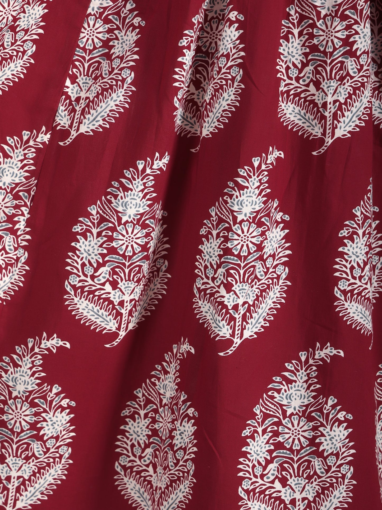 Soft Cotton Floral Anarkali Maroon Kurta