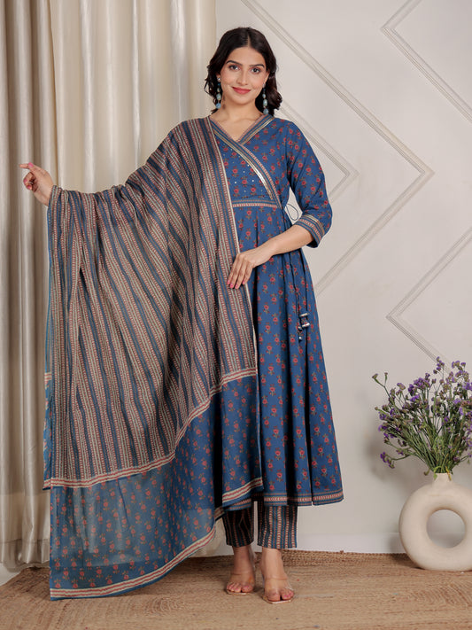 Cotton Voile Striped Teal Dupatta