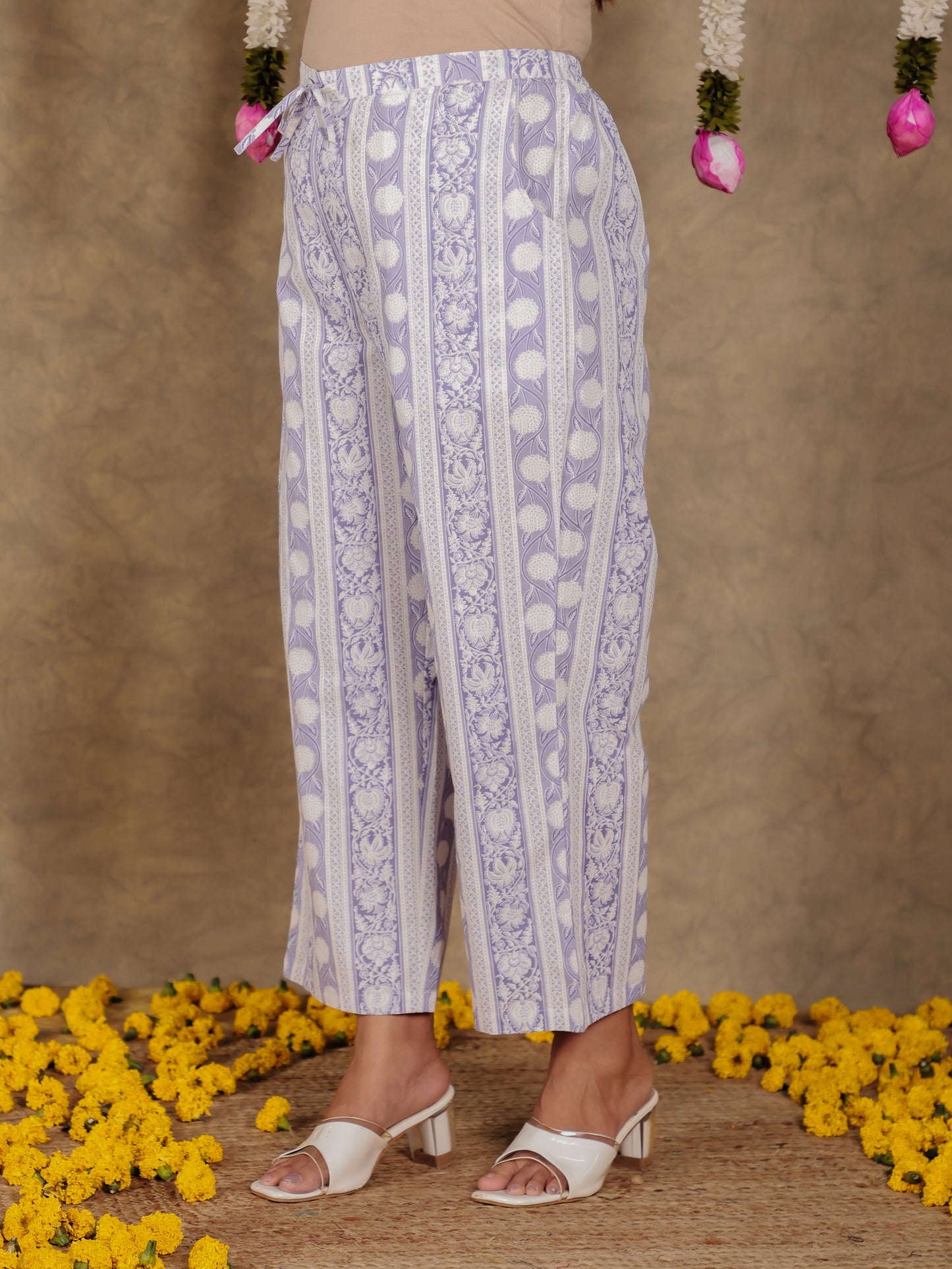 Embroidered Soft Cotton Floral Straight Purple Kurta