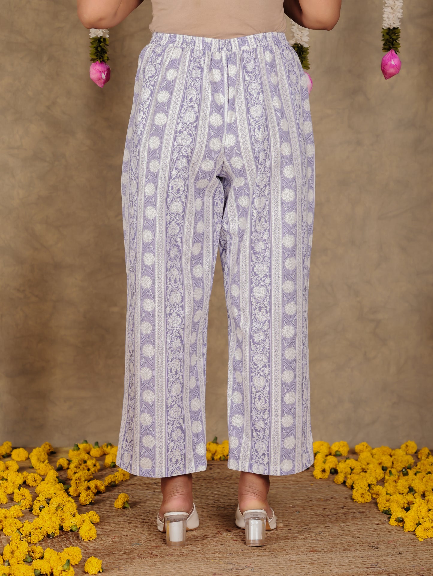 Embroidered Soft Cotton Floral Straight Purple Kurta
