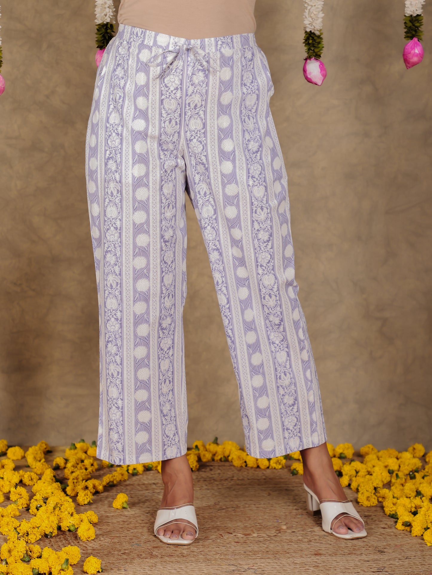 Embroidered Soft Cotton Floral Straight Purple Kurta