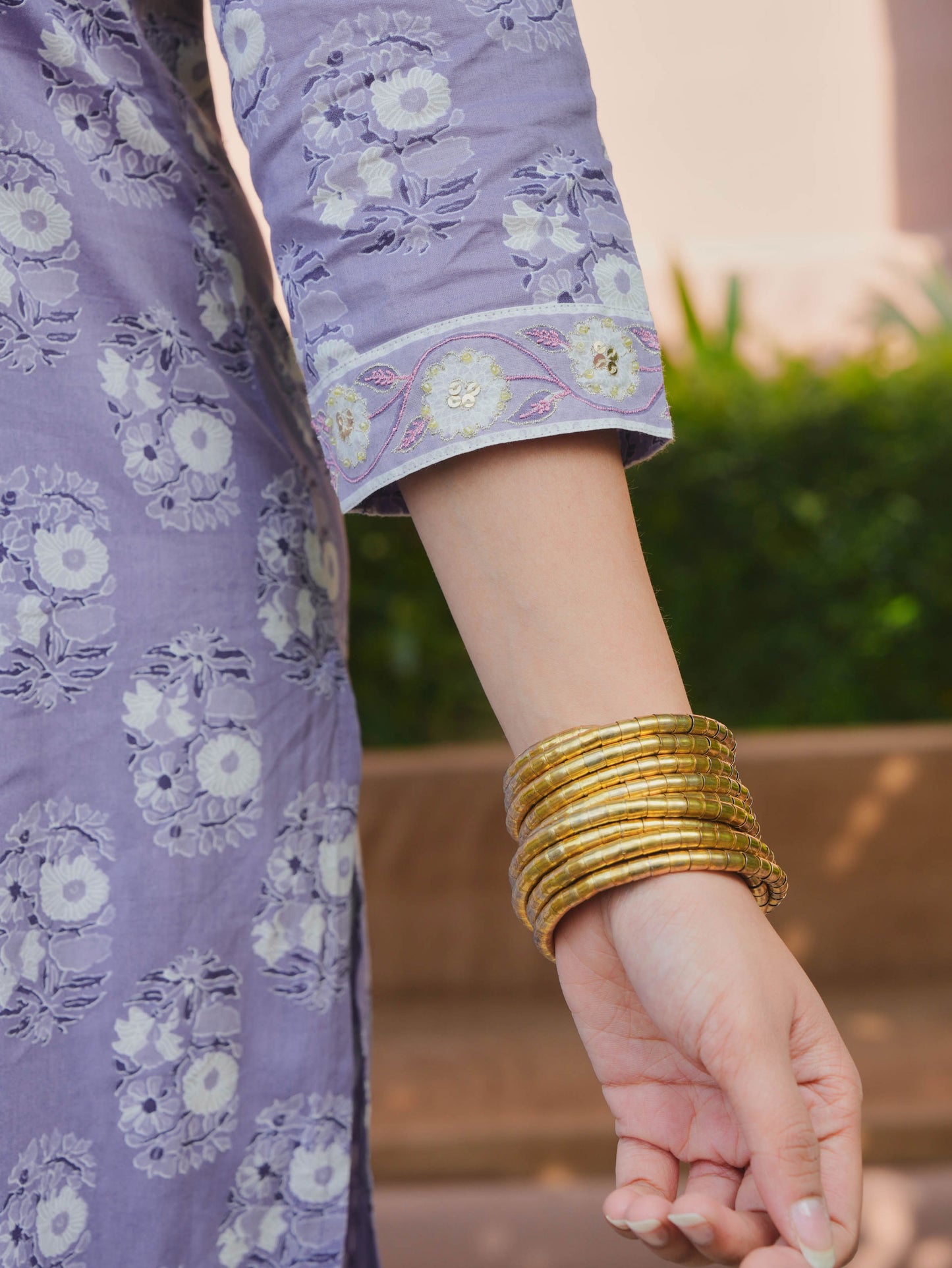 Embroidered Soft Cotton Floral Straight Purple Kurta