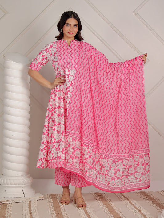Cotton Voile Striped Pink Dupatta