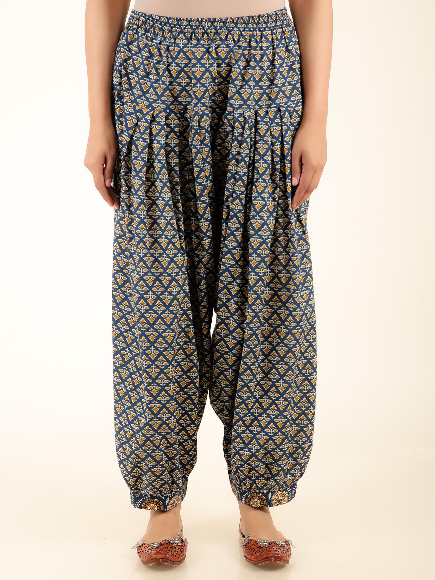 Soft Cotton Geometric Straight Blue Kurta
