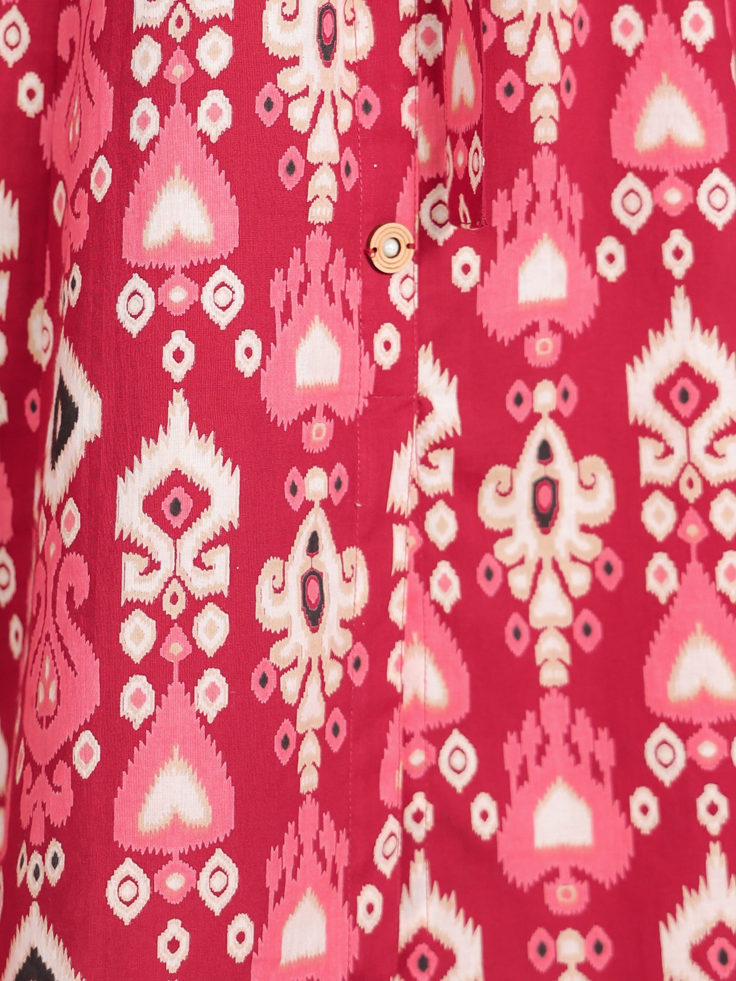 Soft Cotton Ikat High Low Maroon Dress