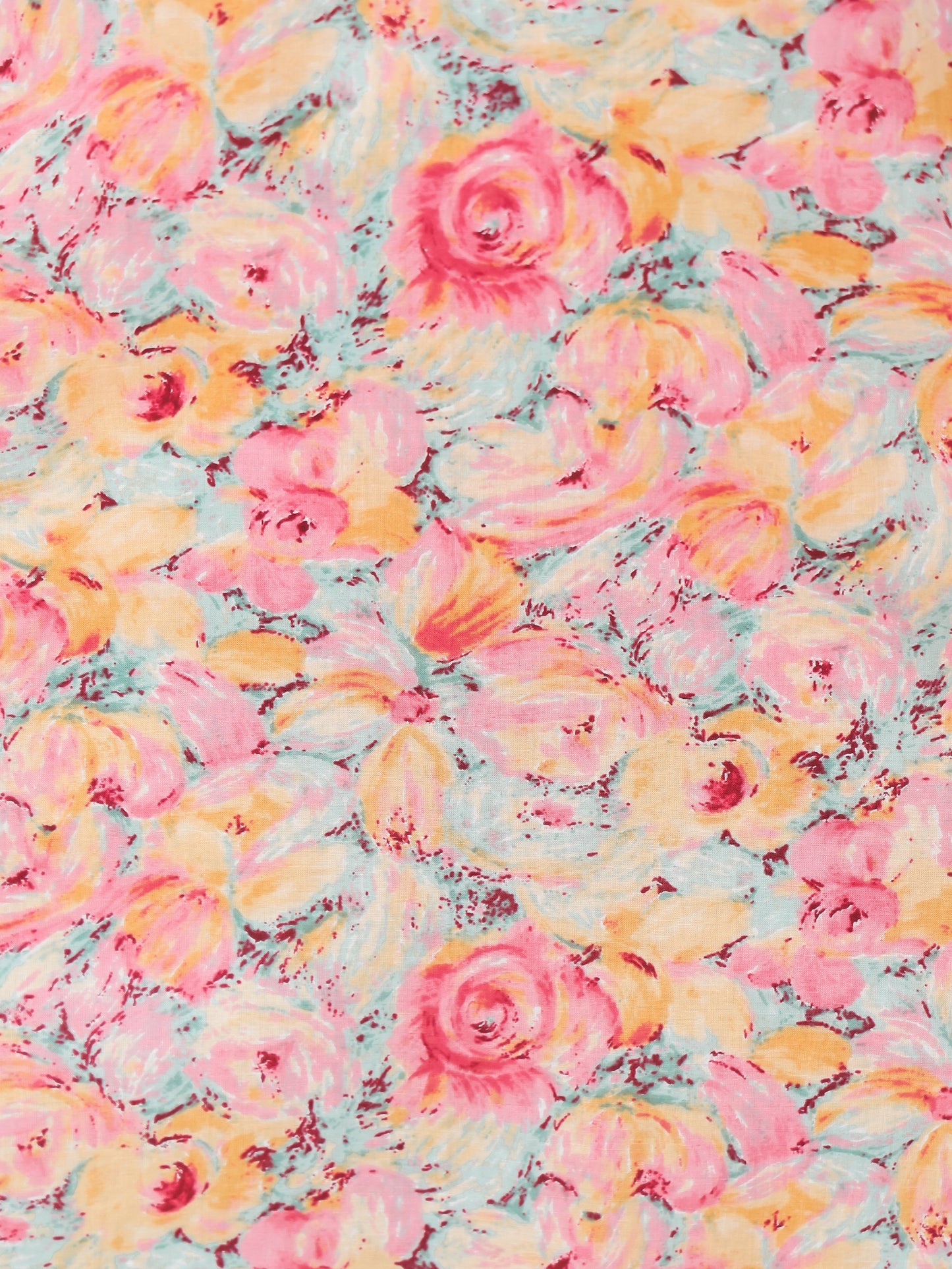 Soft Cotton Floral Straight Peach Kurta