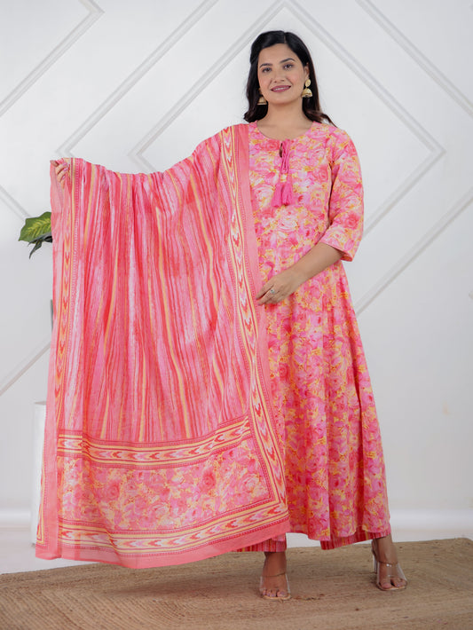 Cotton Voile Striped Peach Dupatta
