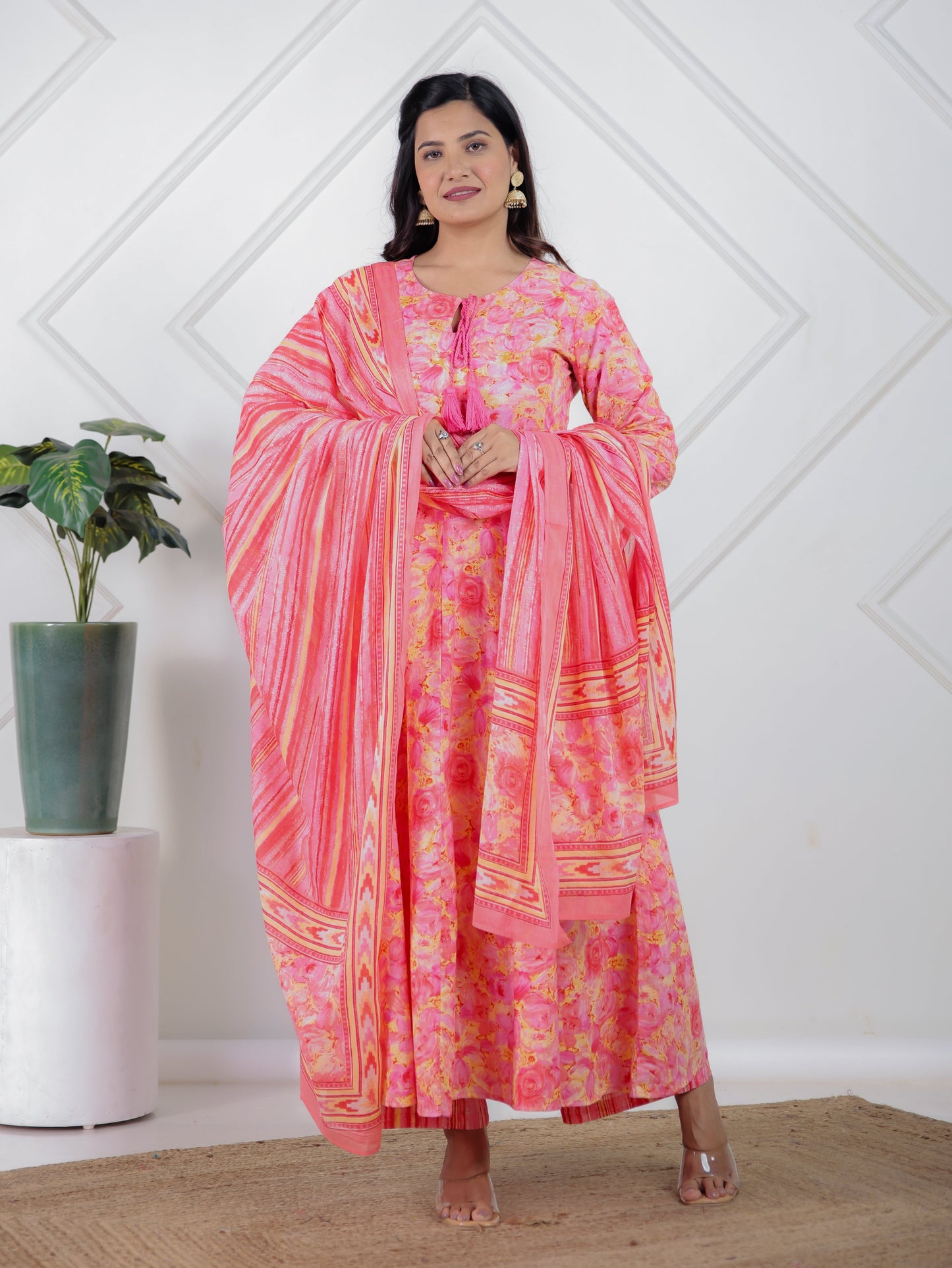 Cotton Voile Striped Peach Dupatta