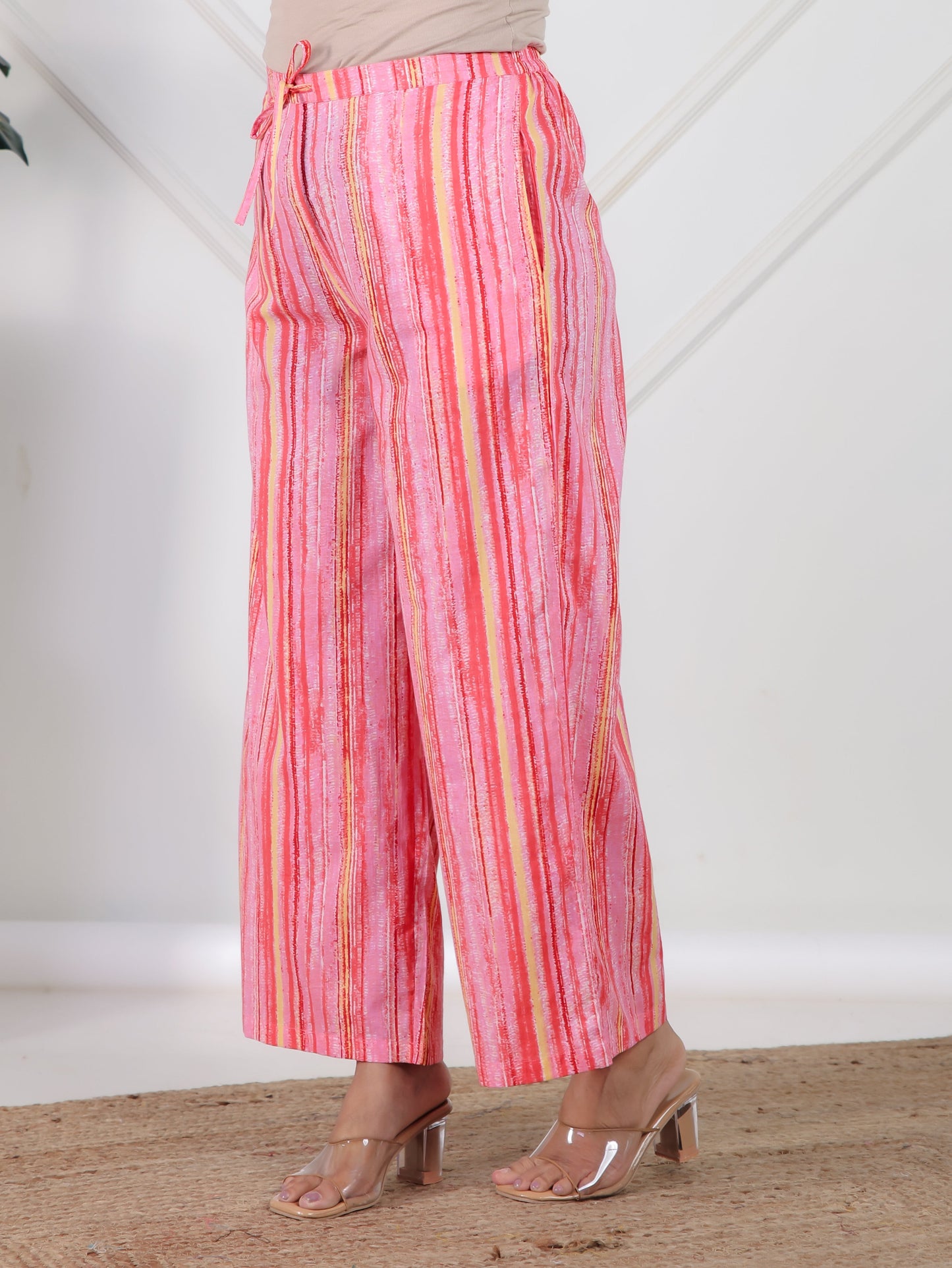 Soft Cotton Floral Flared Peach Kurta