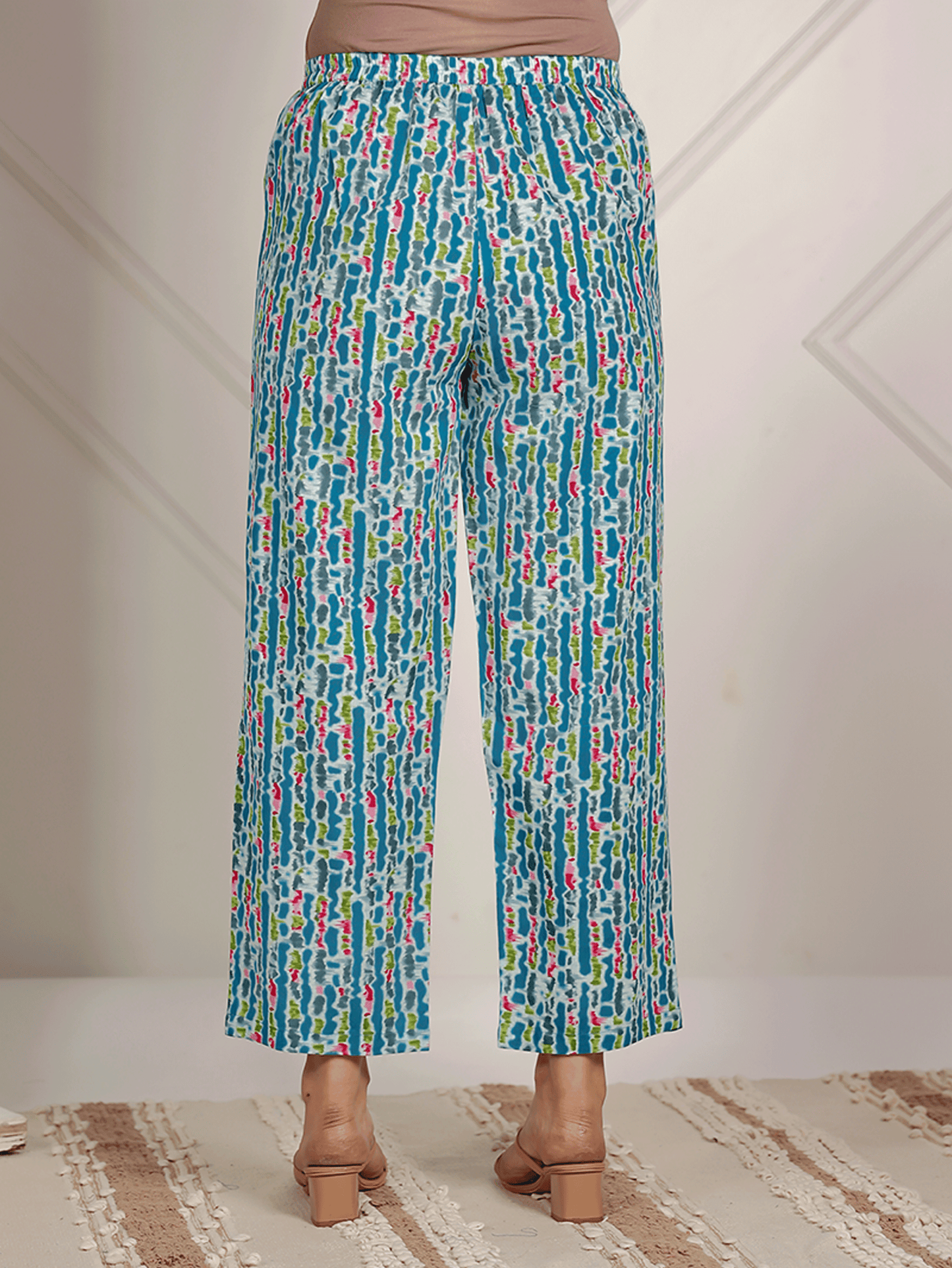 Soft Cotton Floral A-line Blue Kurta