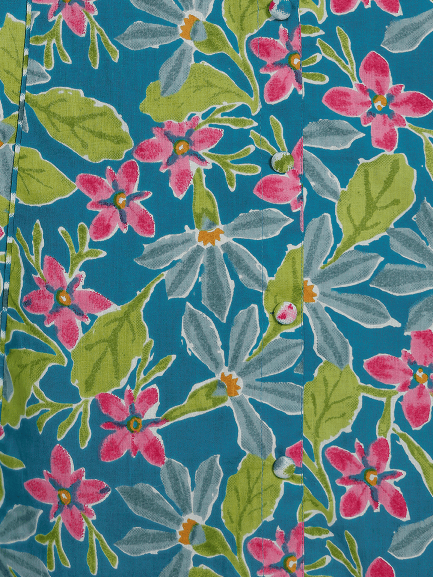 Soft Cotton Floral A-line Blue Kurta
