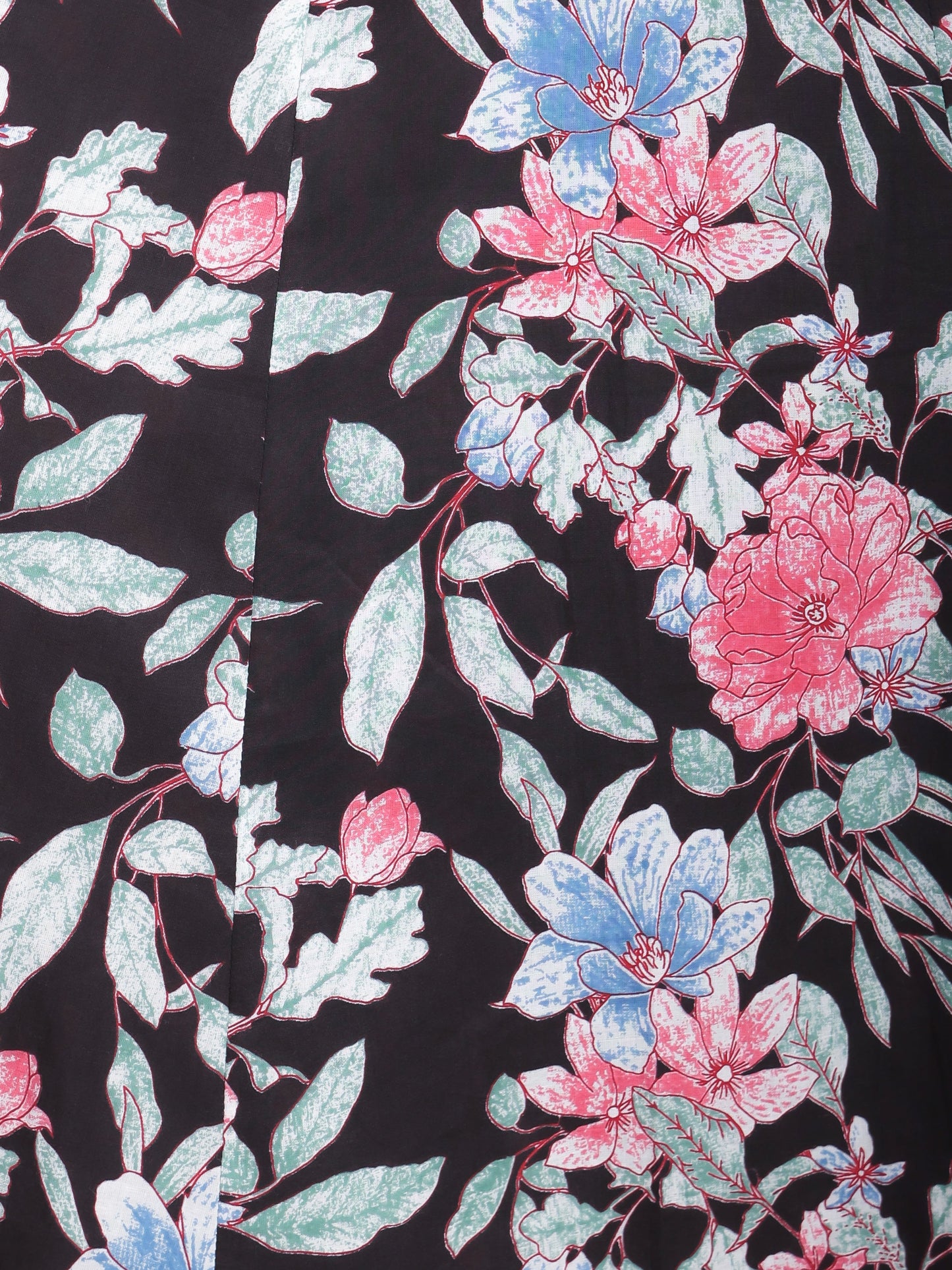 Soft Cotton Floral Flared Black Kurta