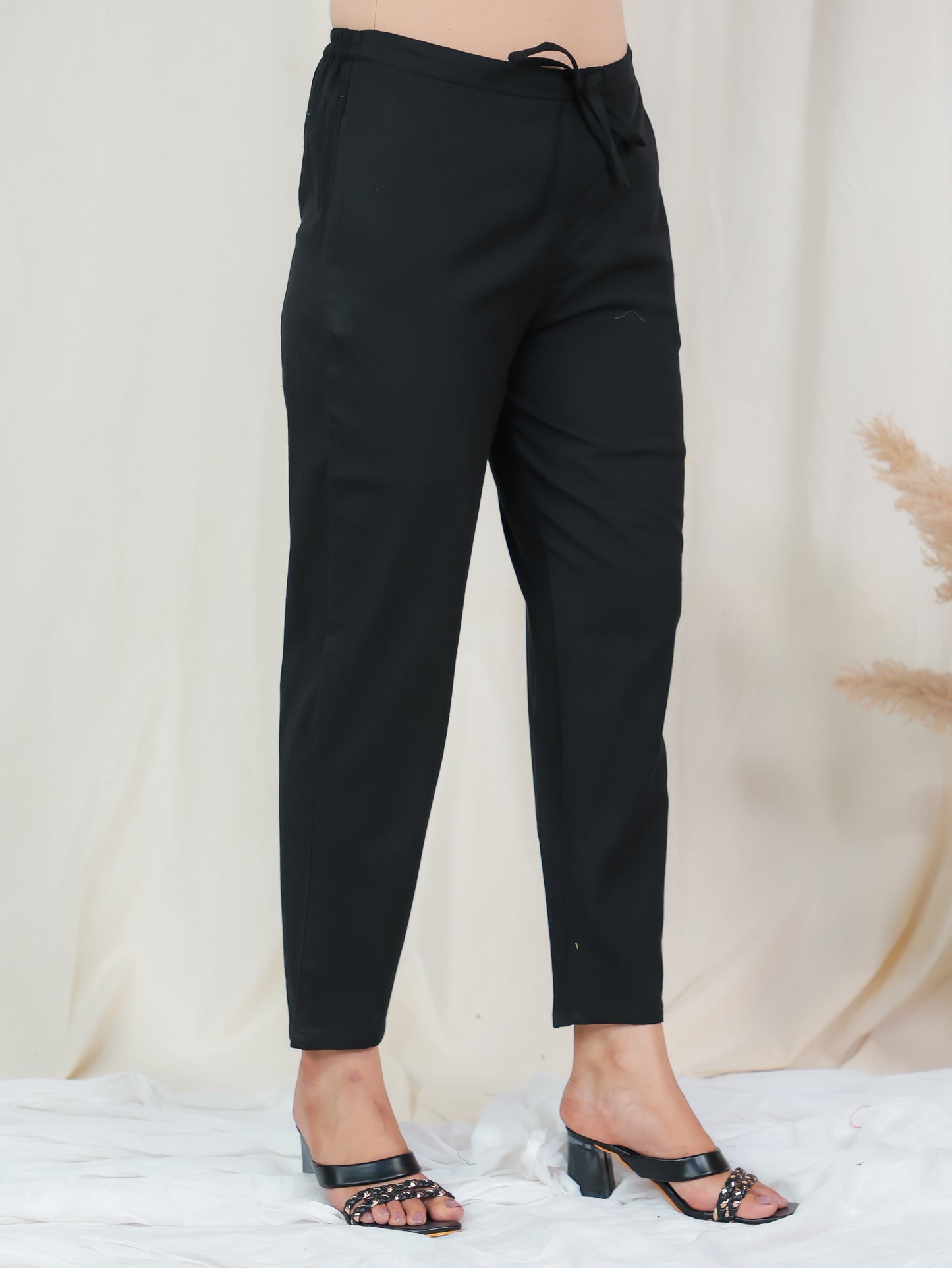 Embroidered Linen Cotton Solid Flared Black Kurta