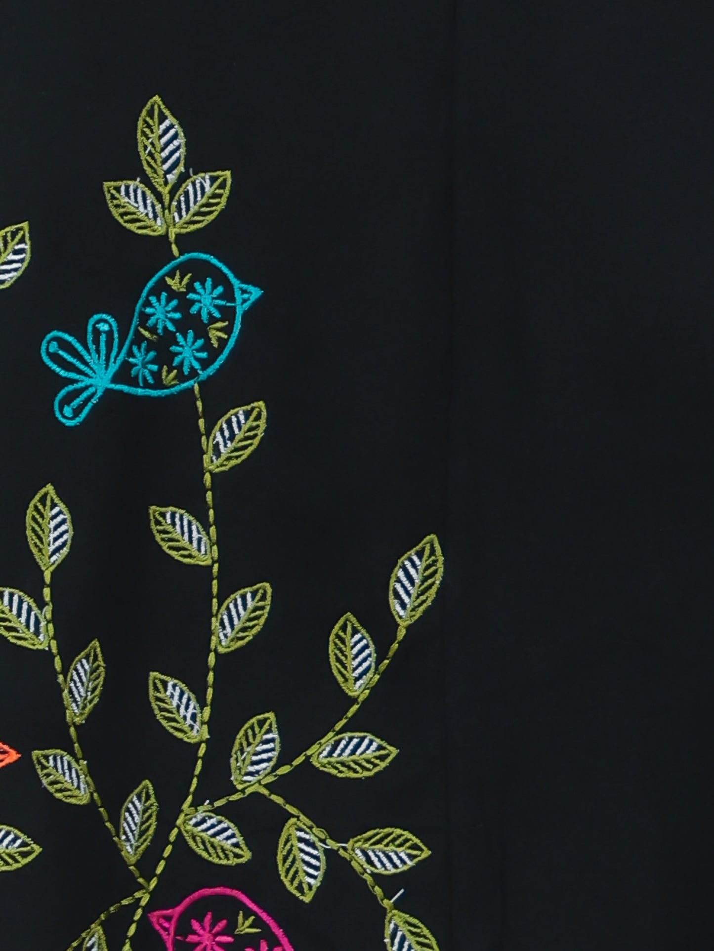 Embroidered Linen Cotton Solid Flared Black Kurta