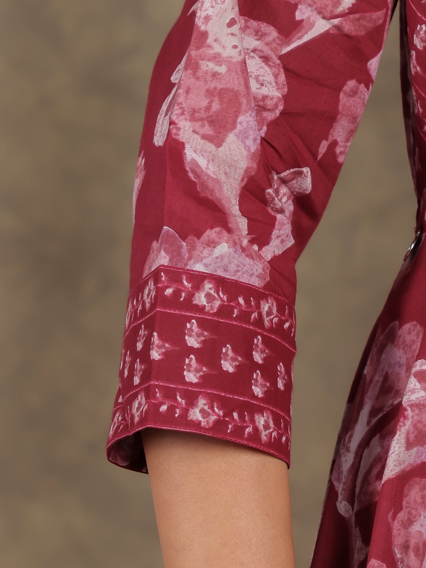 Soft Cotton Floral Angrakha Red Kurta